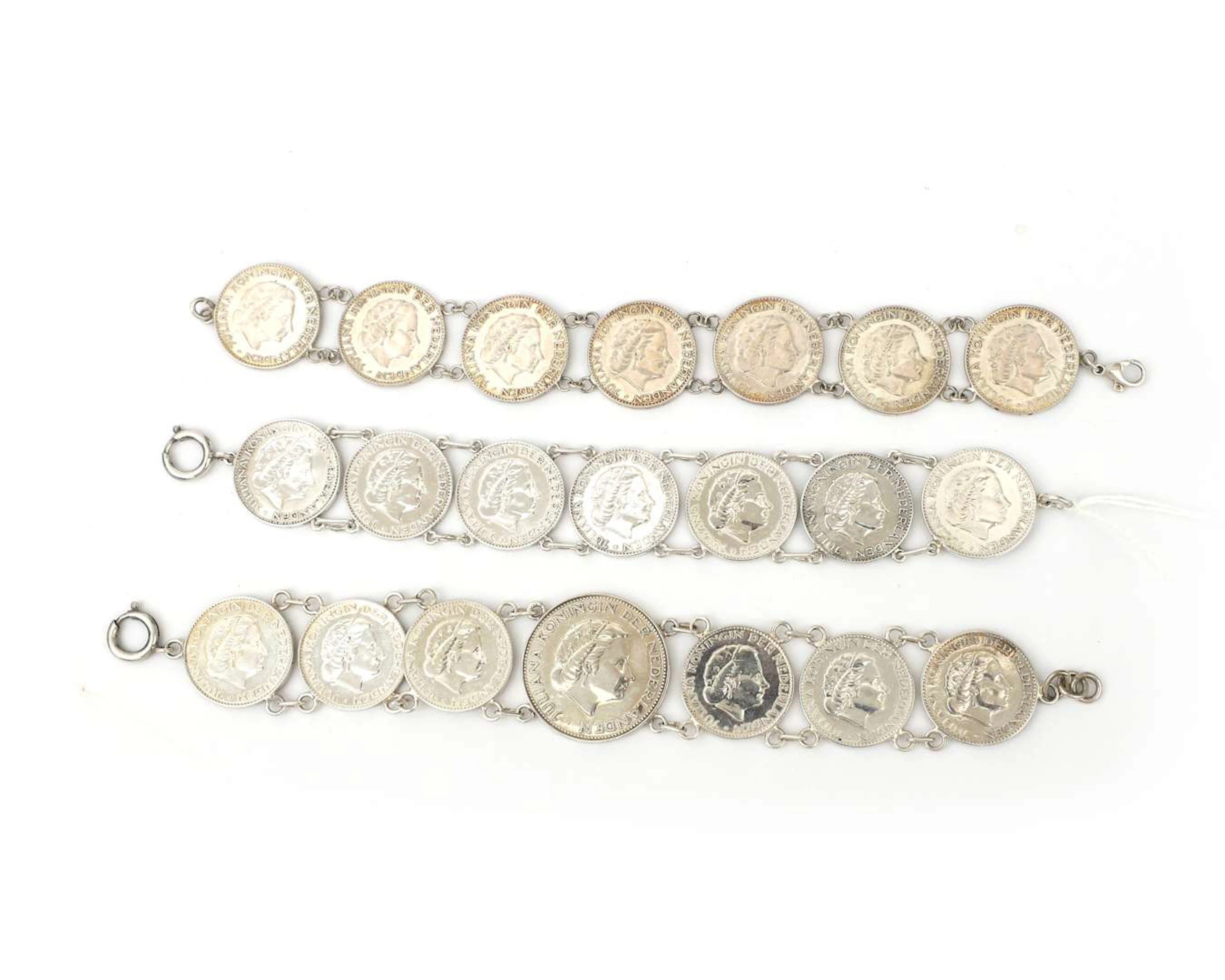 Three coin bracelets featuring Juliana coins