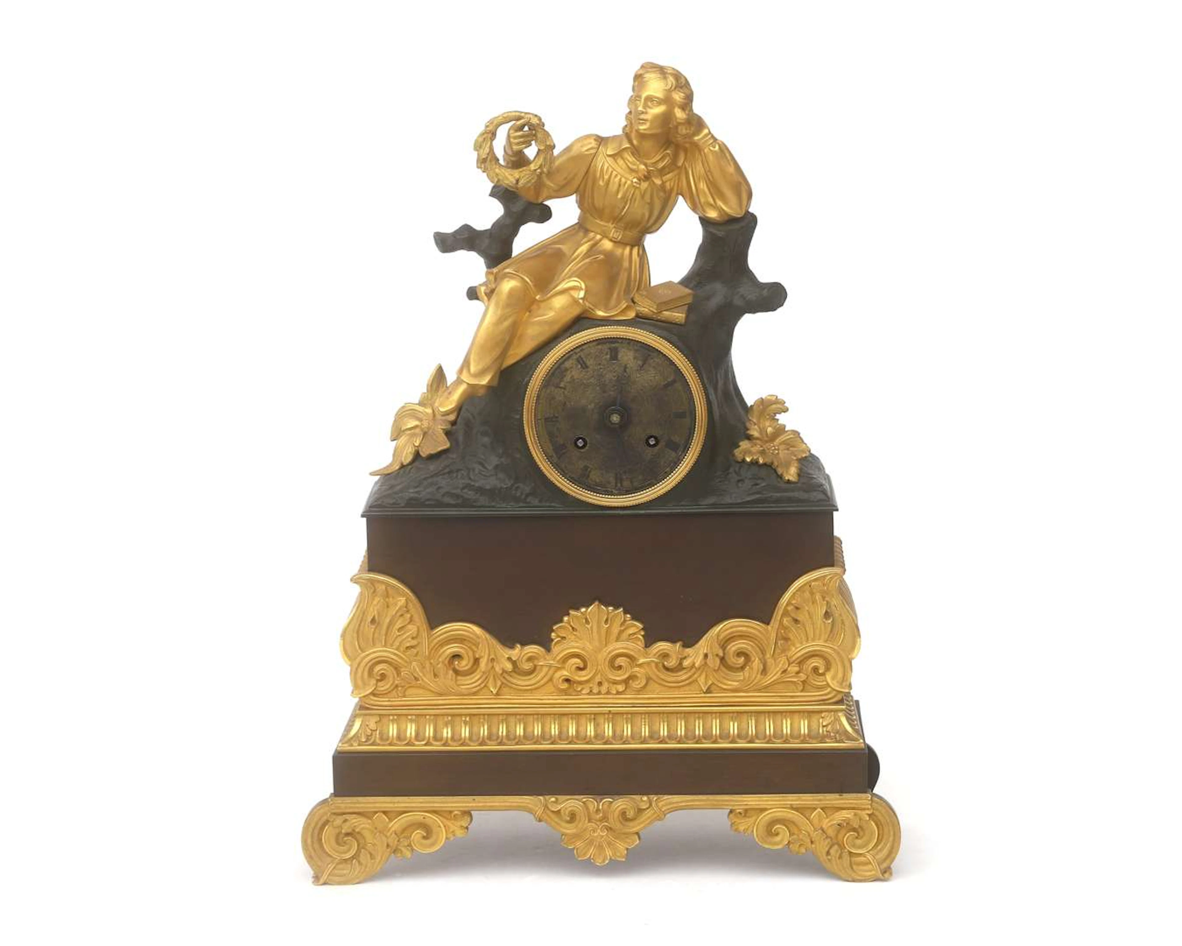 An ormolu gilt bronze Charles X mantel clock, France, c. 1830