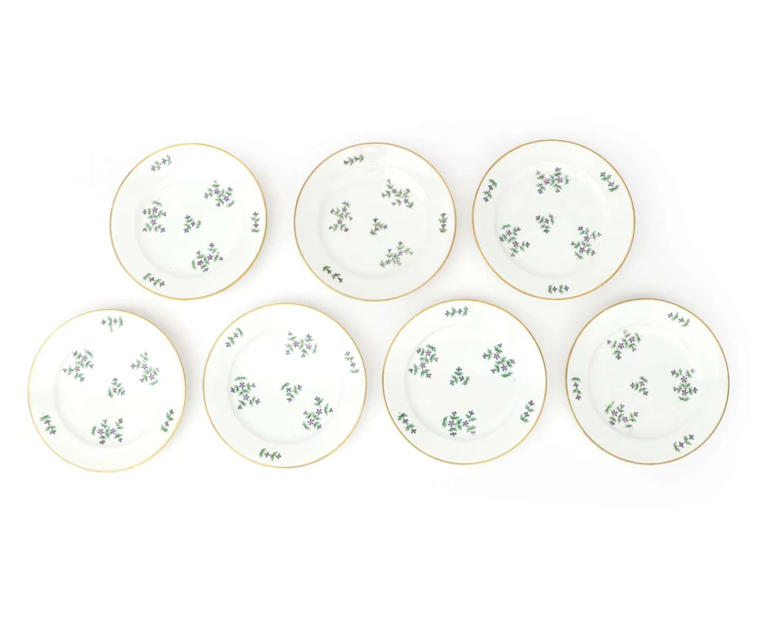 Seven porcelain plates, Duc d'Angoulème, Paris, France, c. 1790