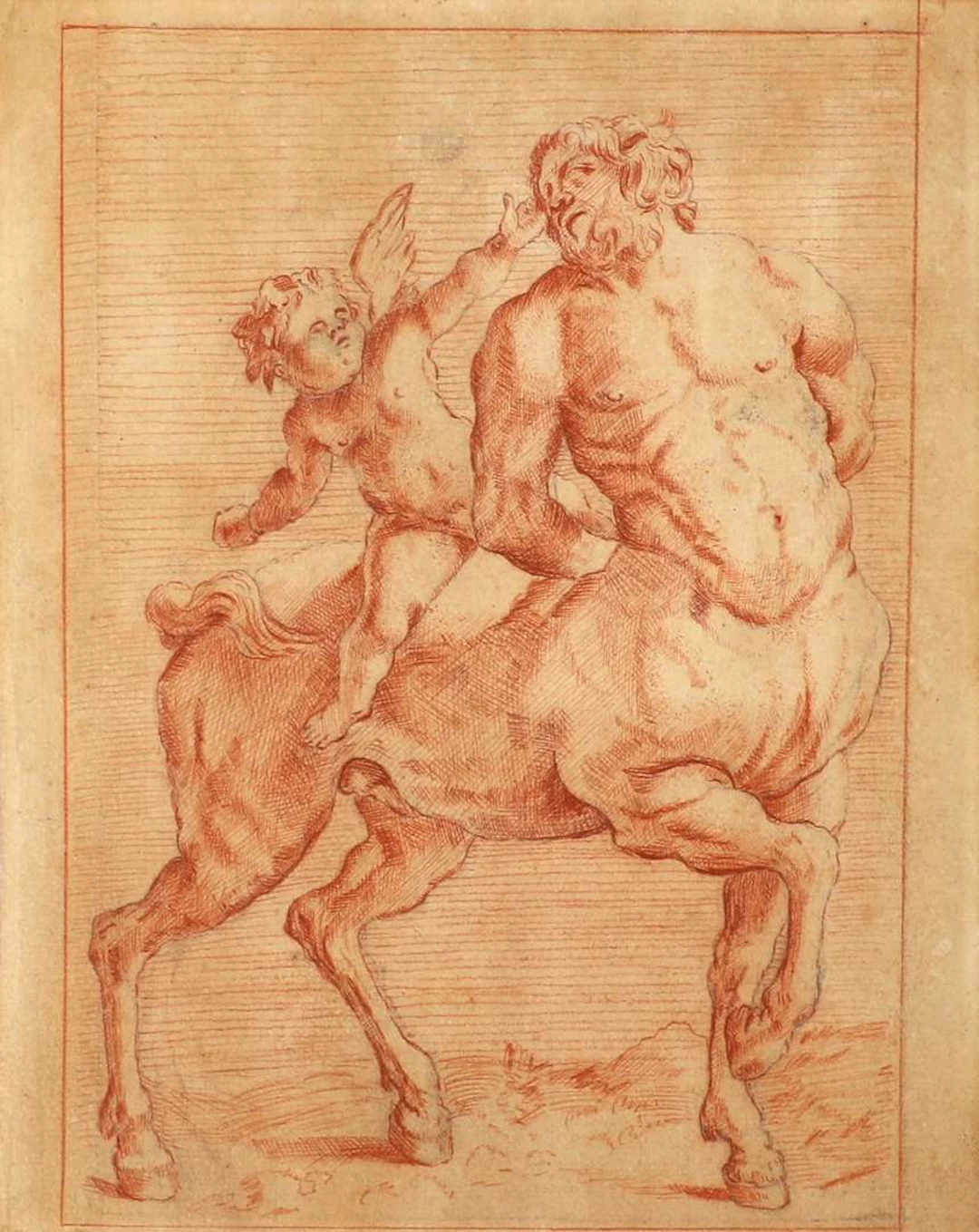 European school (17th/18th century), An ancient centaur teased by Eros