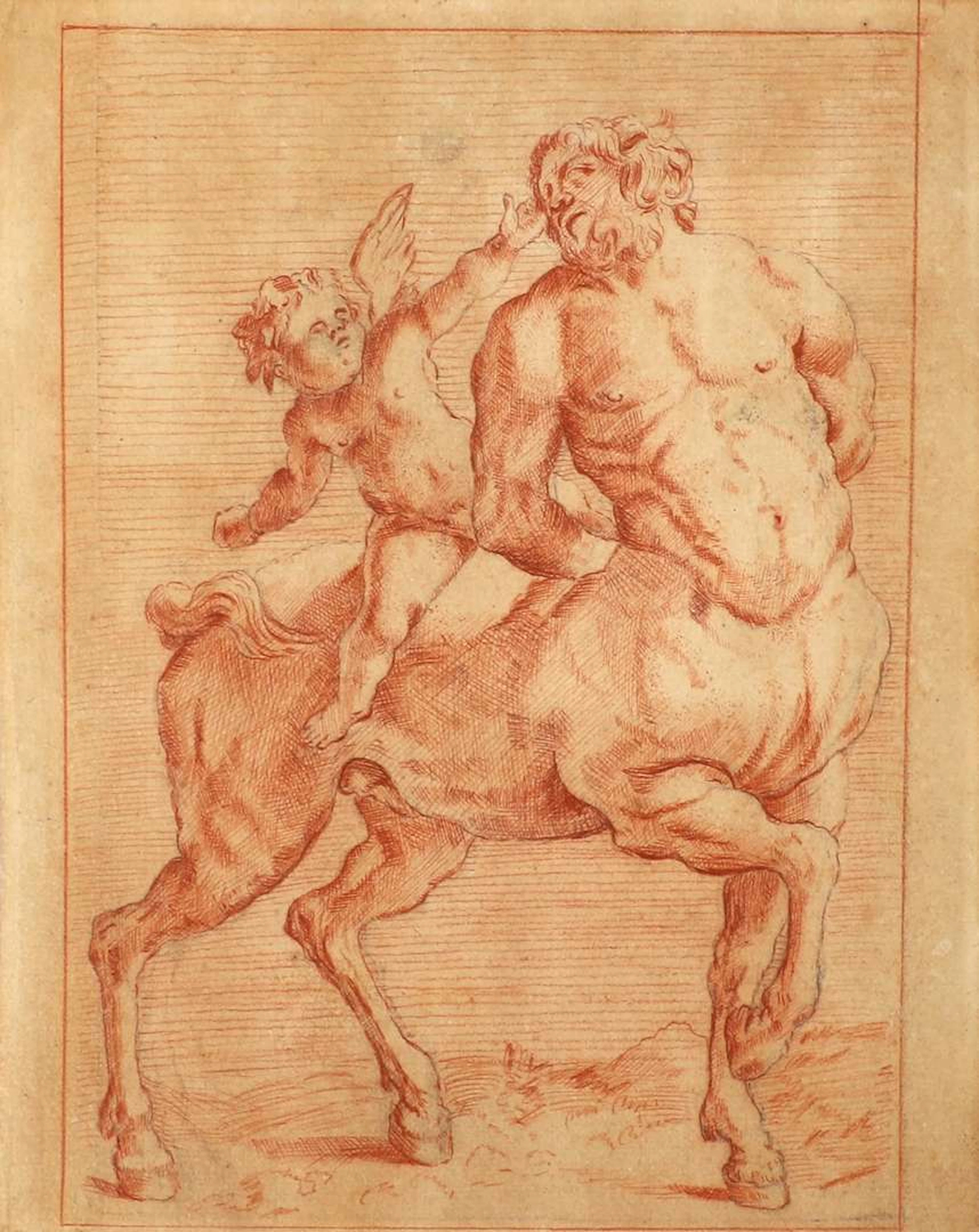 European school (17th/18th century), An ancient centaur teased by Eros