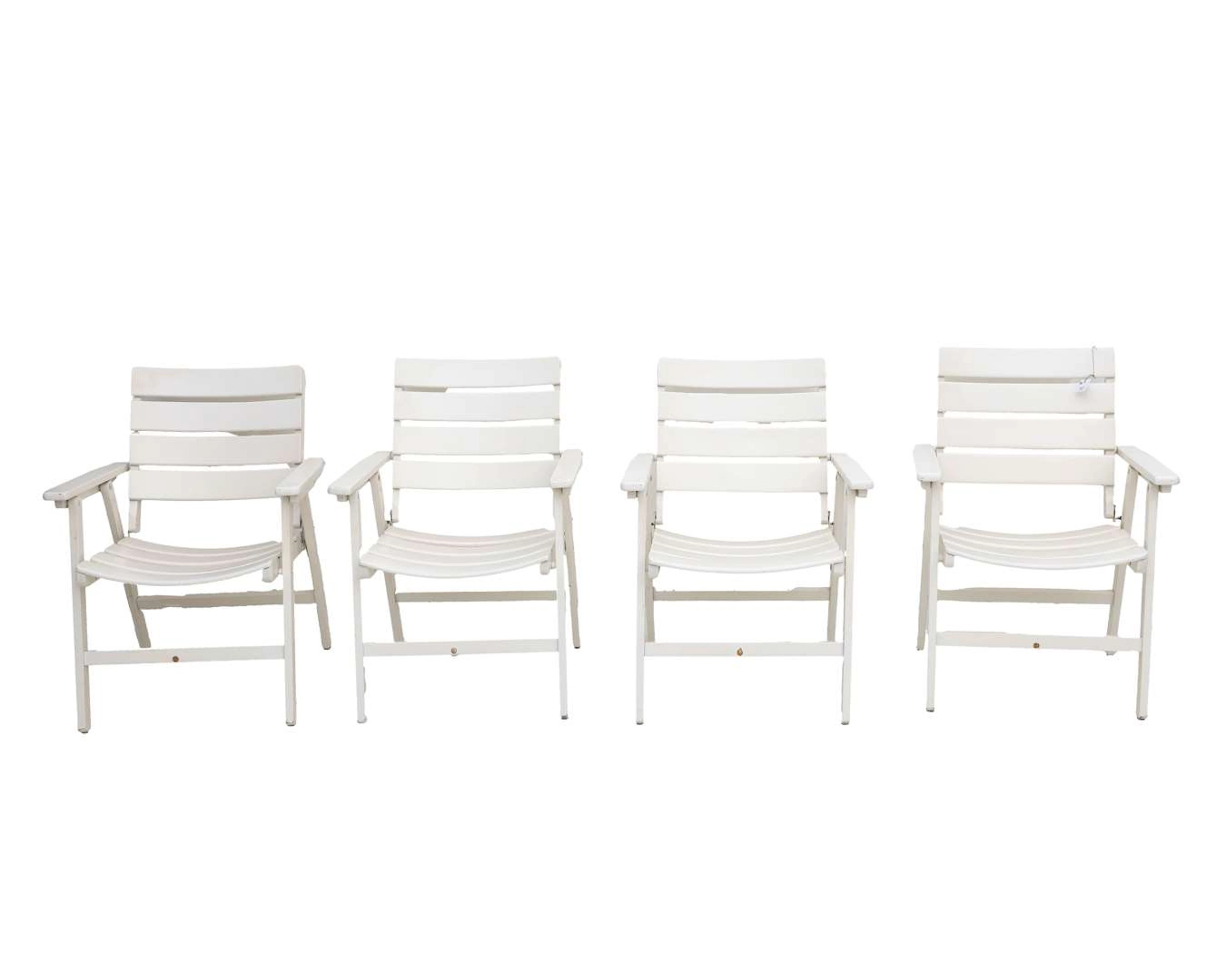 Four white-lacquered wooden garden chairs. Herlag, Germany, 20th/21st century
