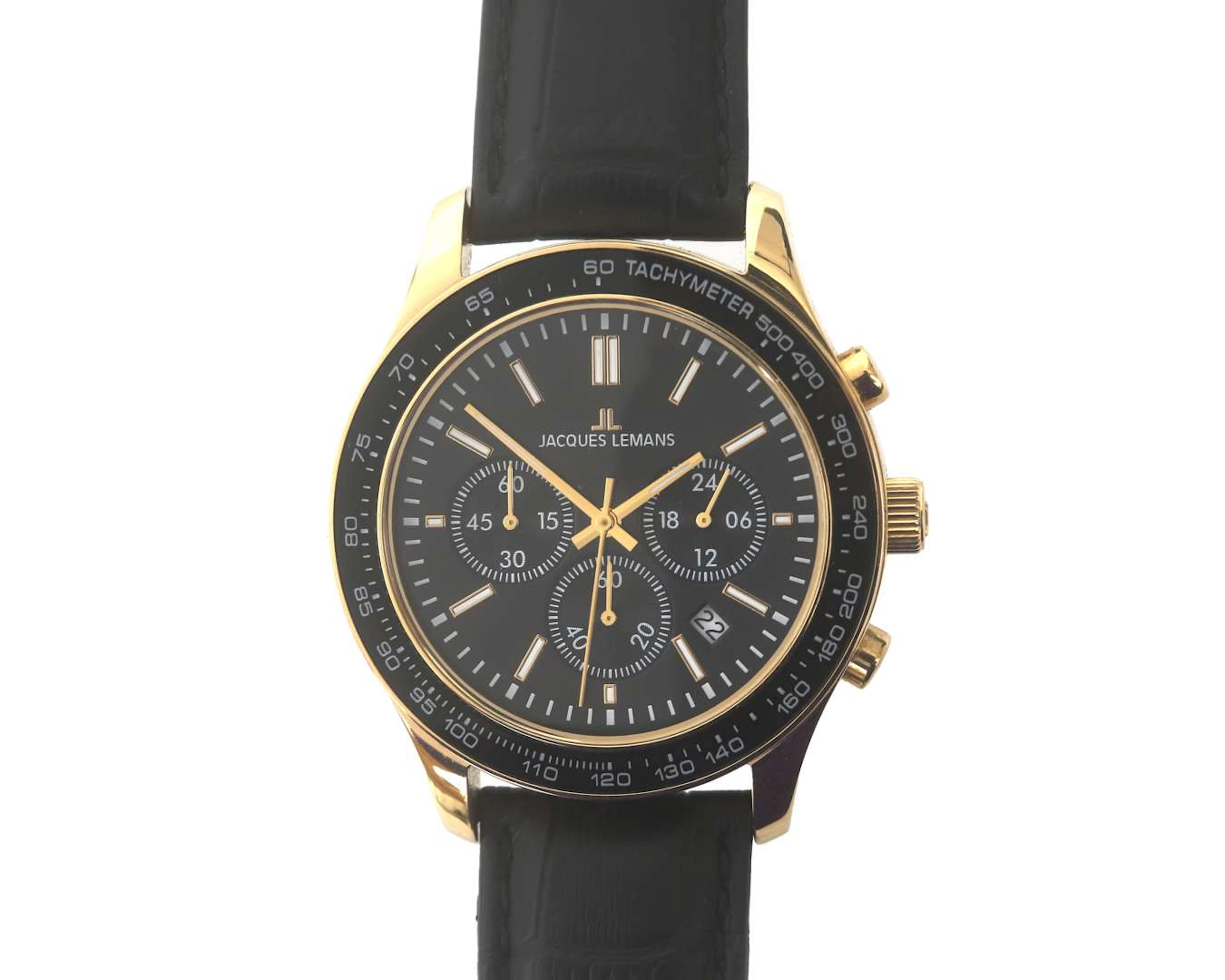 A gold-tone steel Jacques Lemans men's wristwatch, 21st century