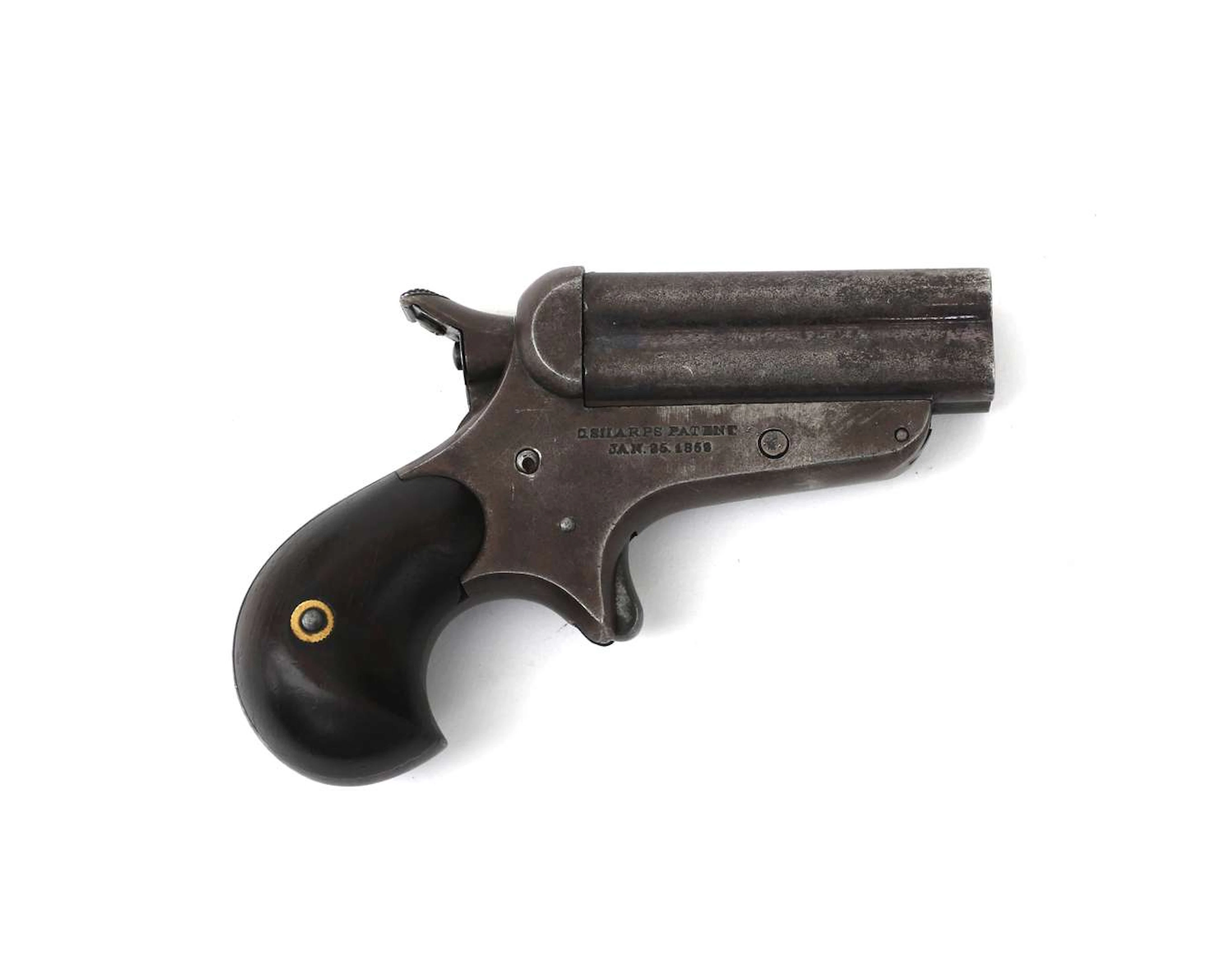 A derringer pepperbox pistol, manufactured by Sharps, USA, c. 1860