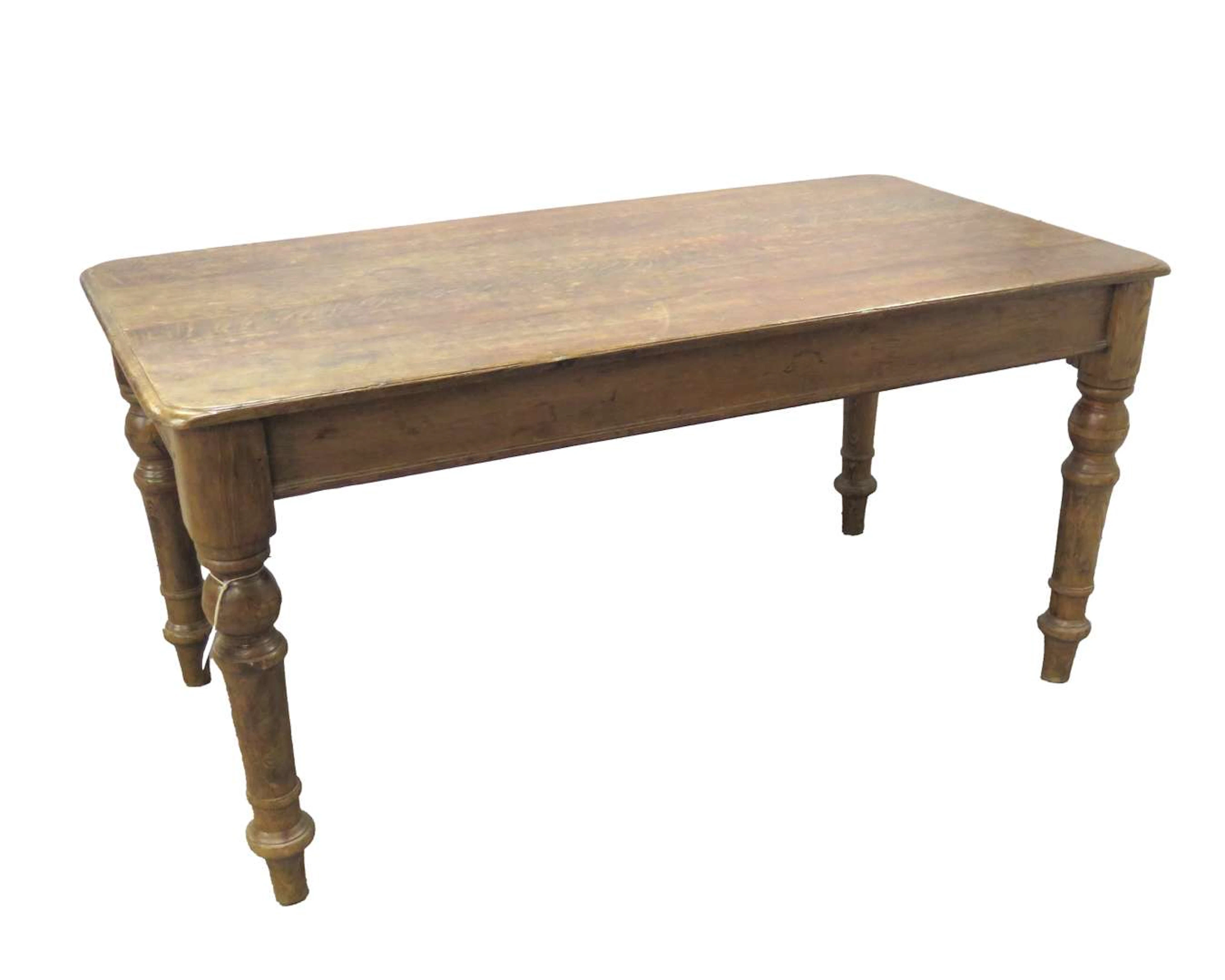 A rectangular oak table