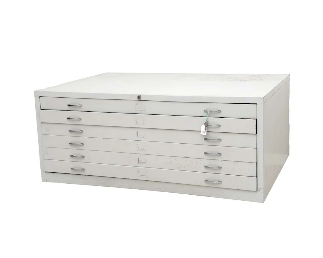 A metal filing cabinet with drawers, 20th century