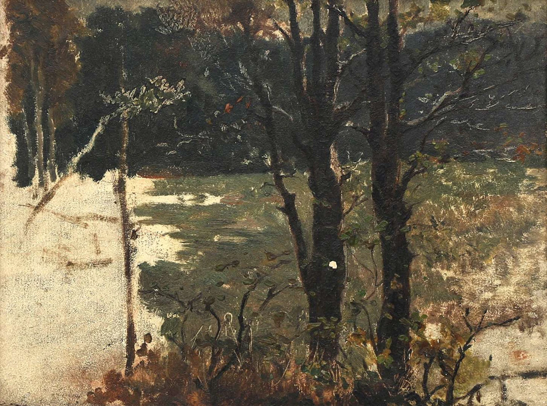 Matthijs Maris (1839–1917), Oil sketch of a woodland landscape
