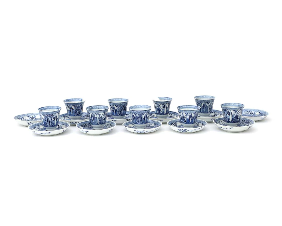 Nine cups and eleven saucers, China, 19th century