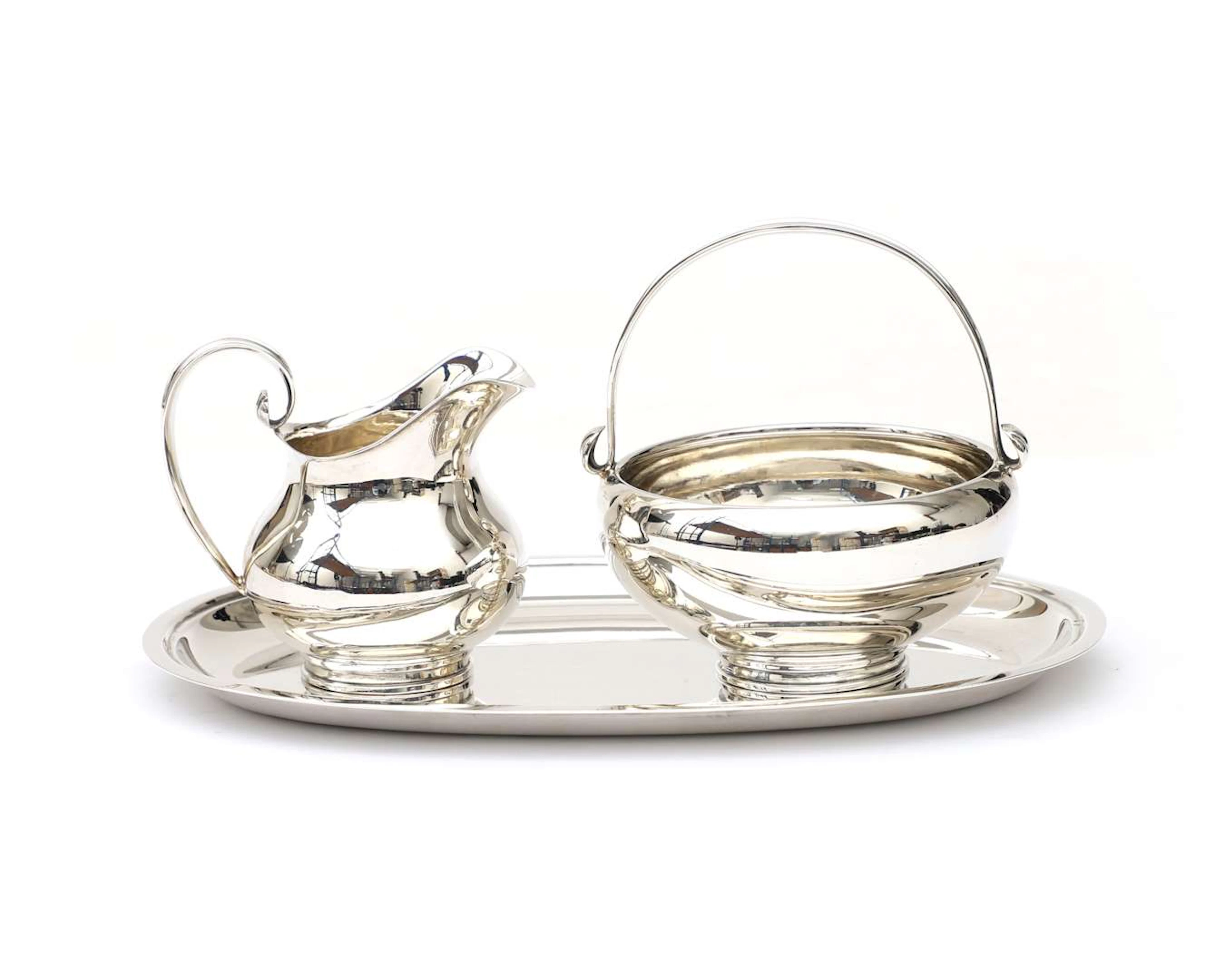 A silver cream set, Germany, Schwäbisch Gmünd, 20th century