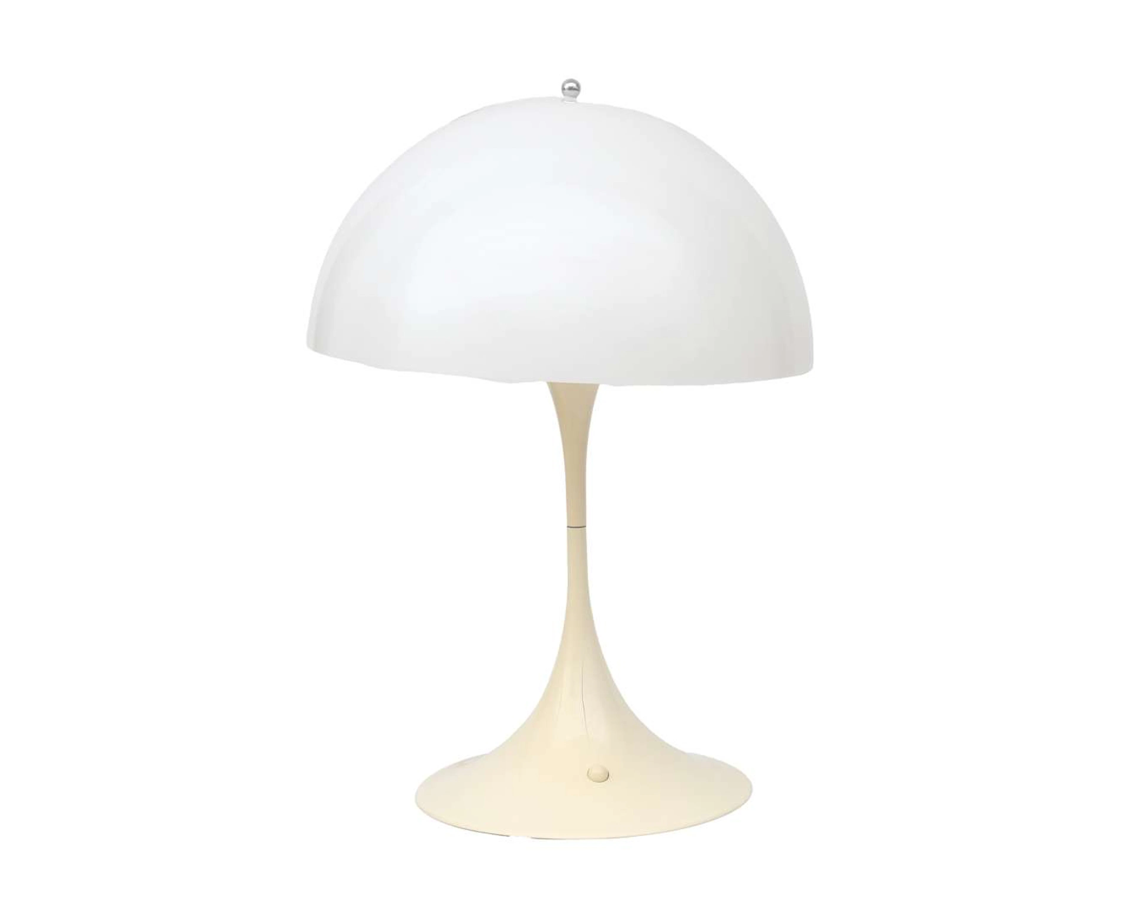 A white plastic Panthella table lamp, design Verner Panton, version