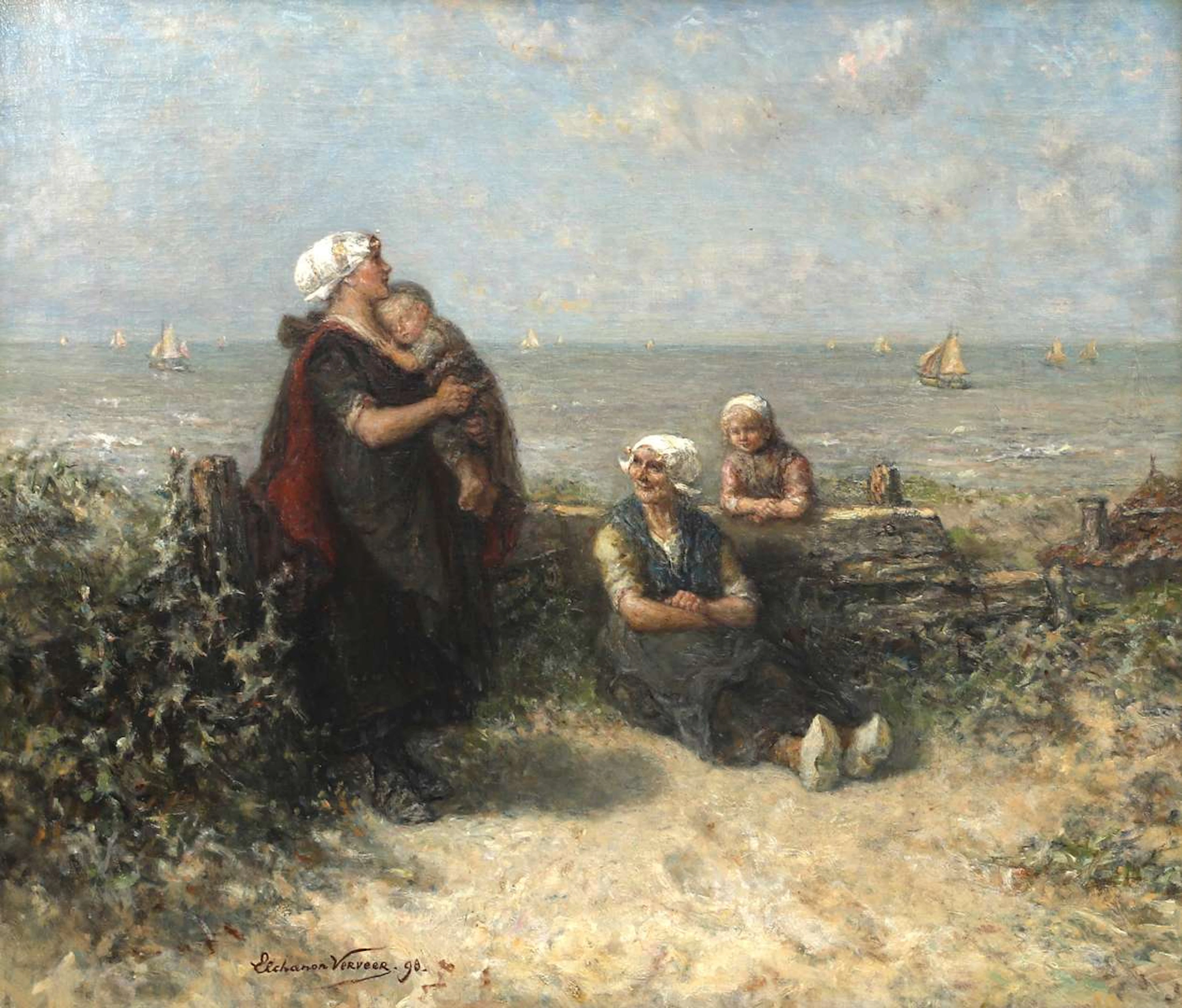 Elchanon Leonardus Verveer (1826–1900), A Family Awaiting the Return