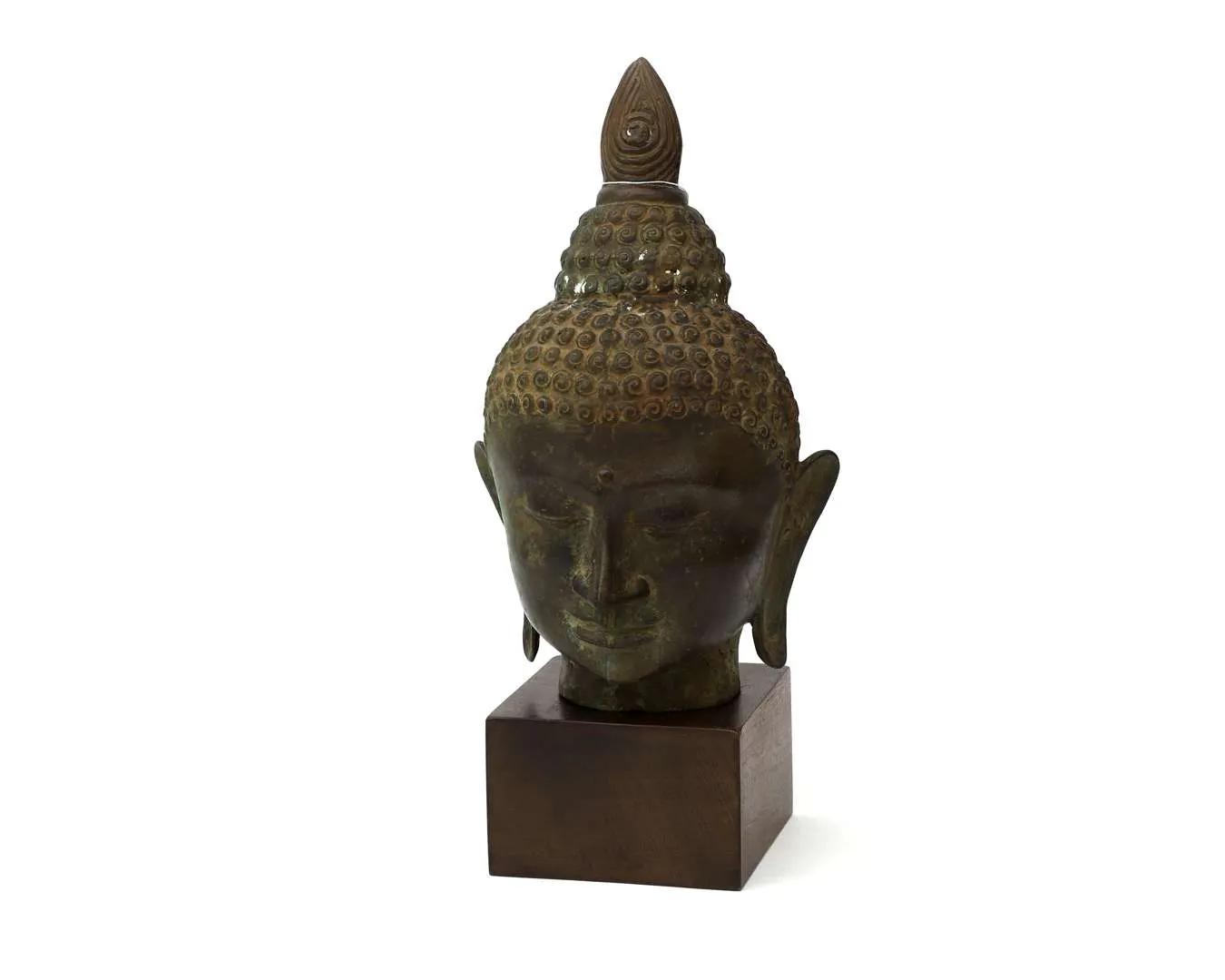 A bronze bust of a Buddha, Thailand, 20th century