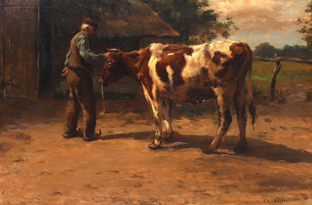 Fedor van Kregten (1871–1937), A Farmer with his Bull