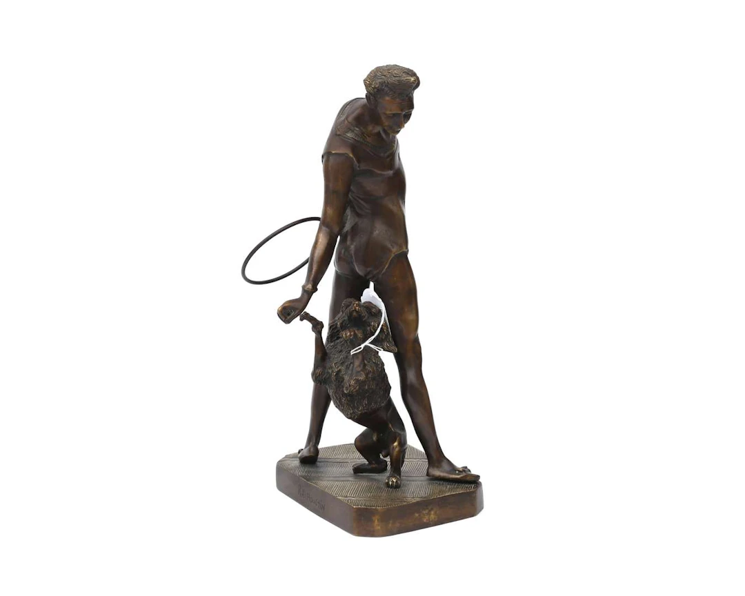 A bronze statue of an acrobat, France, 20th century