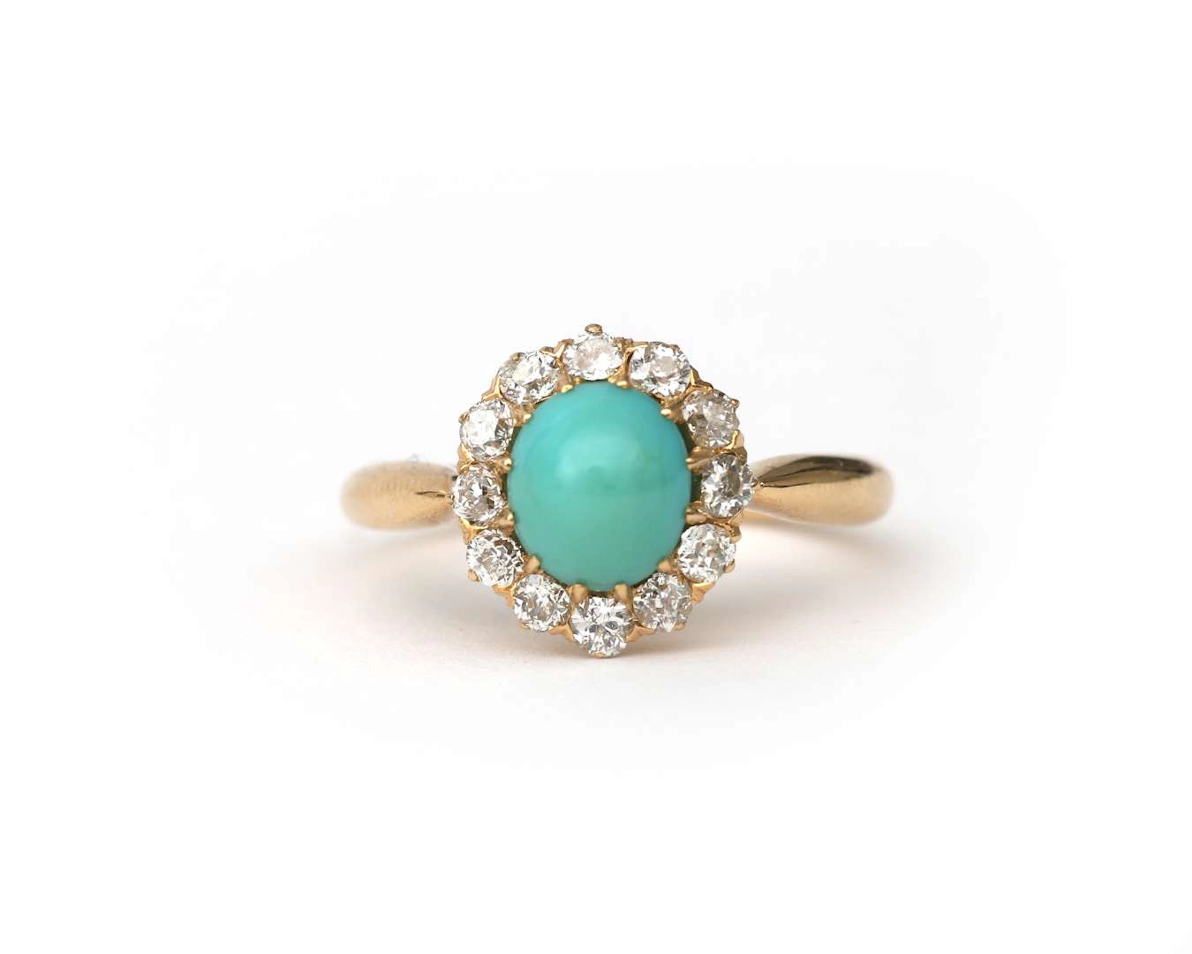 An 18-carat rose gold entourage ring set with turquoise and diamonds