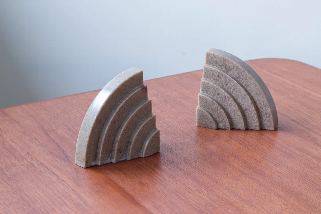 1920s Art Deco marble bookends