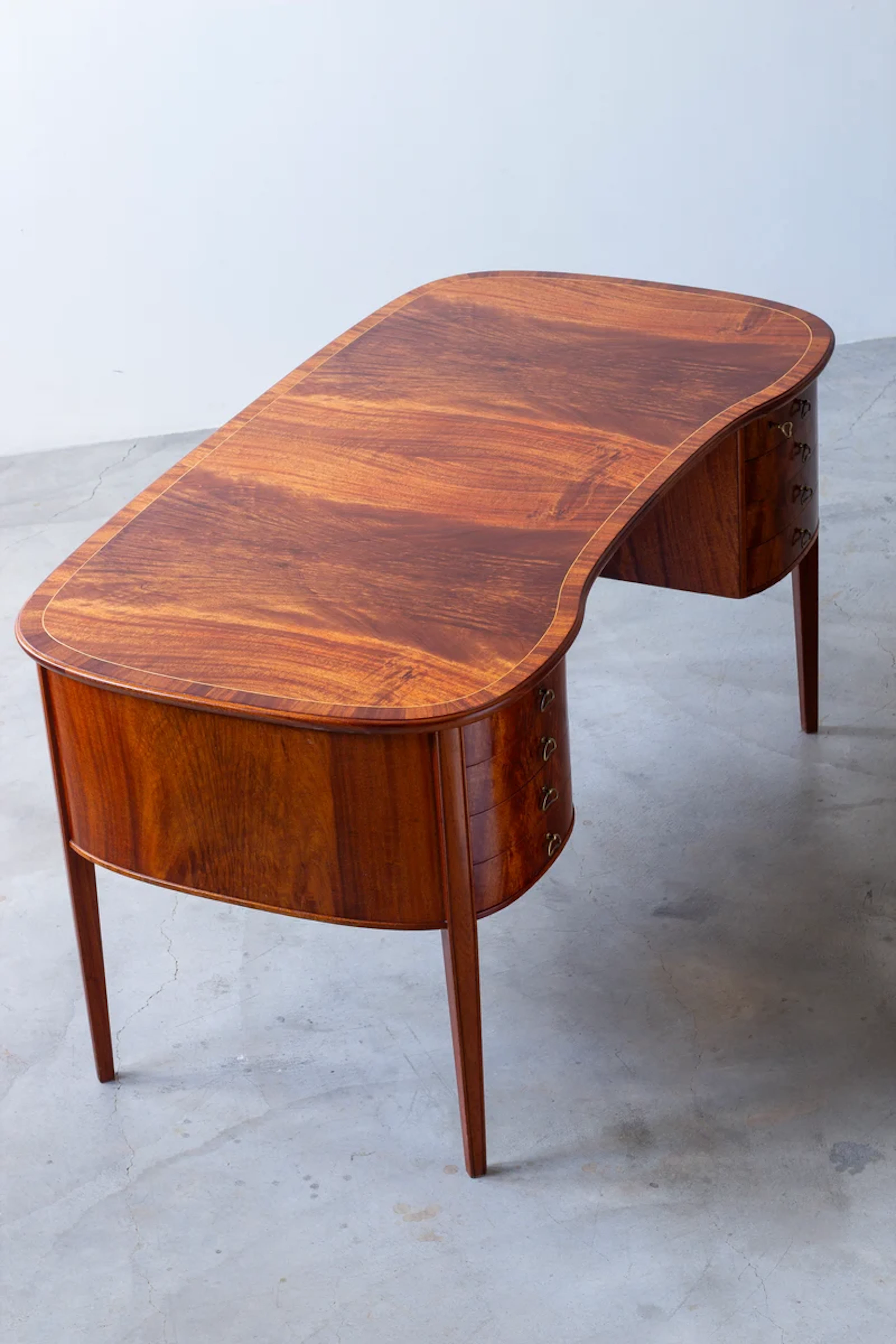 Organic Swedish modern desk in Mahogany