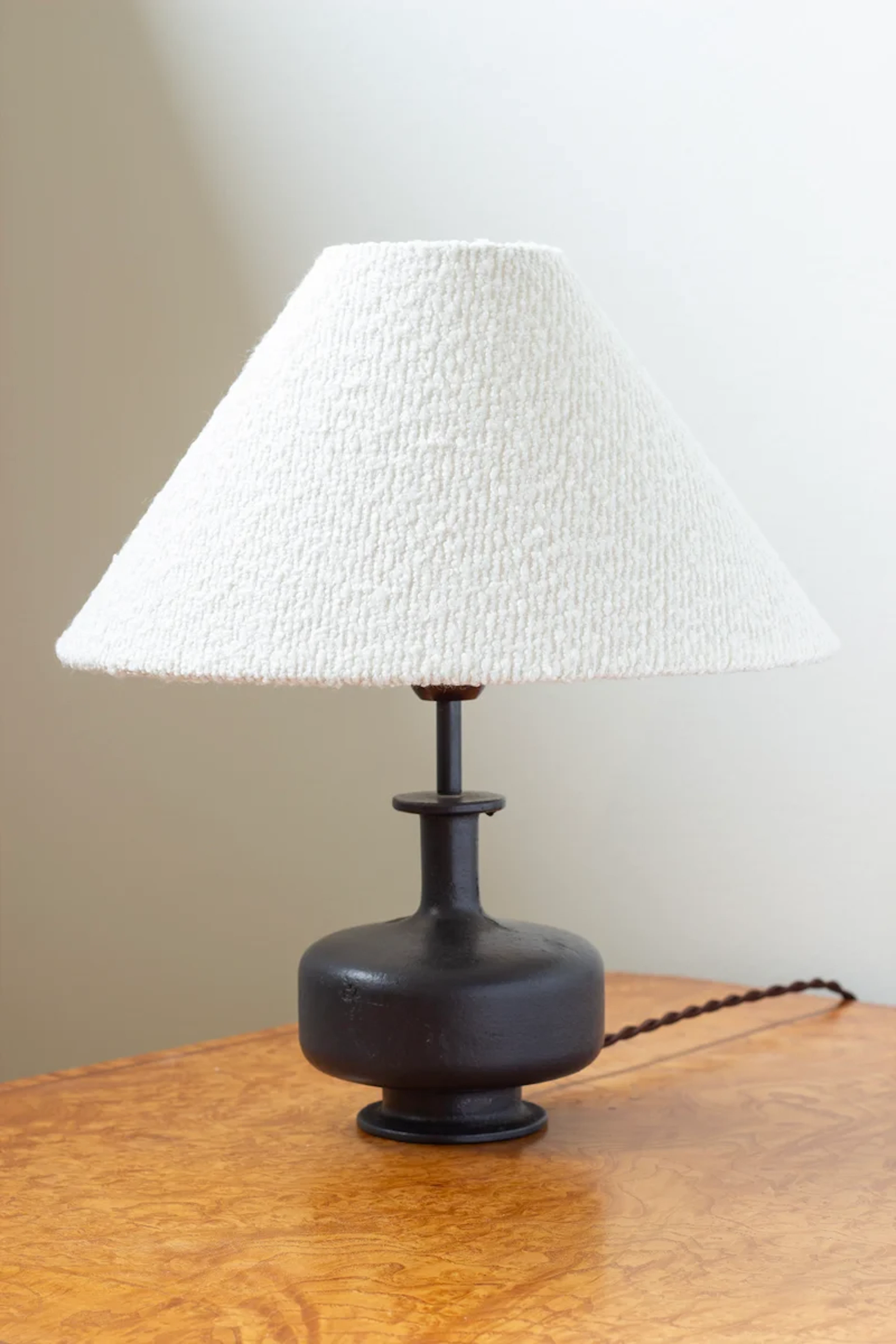 Scandinavian brutalist cast iron table lamp