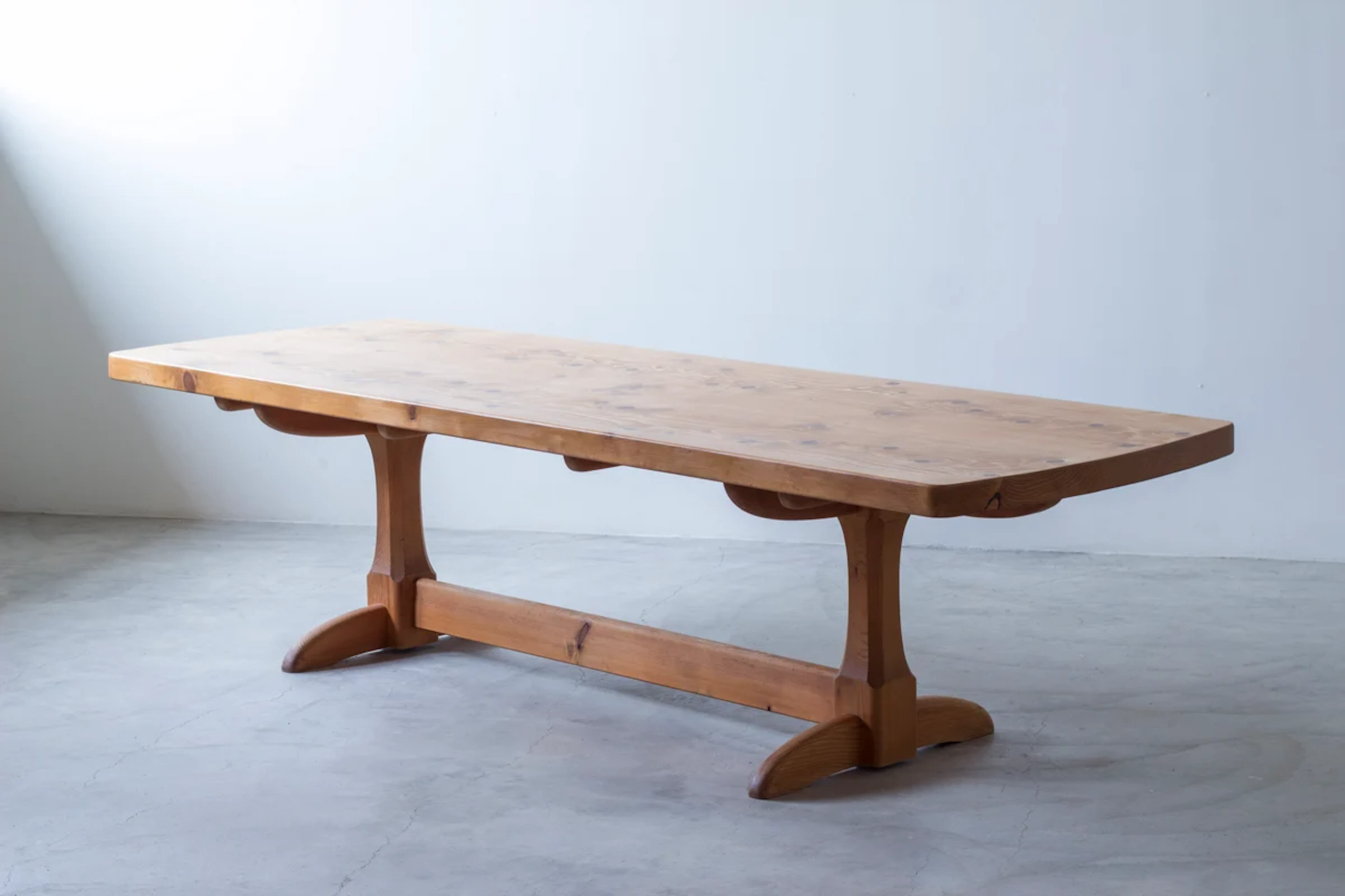Rare "Sportstuge" pine dining table by Alf Sture