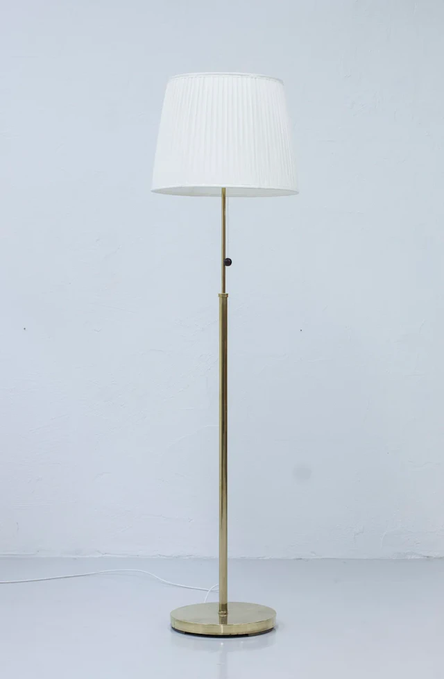 Swedish modern brass floor lamp