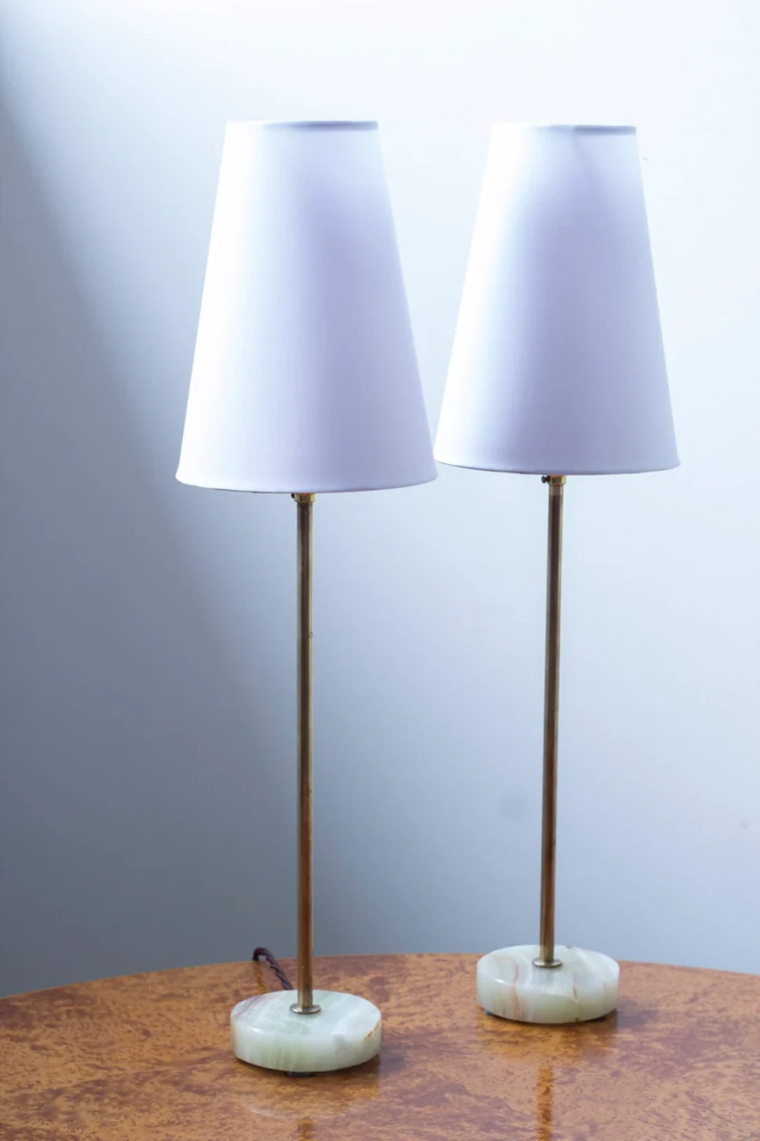 Swedish modern table lamps with onyx