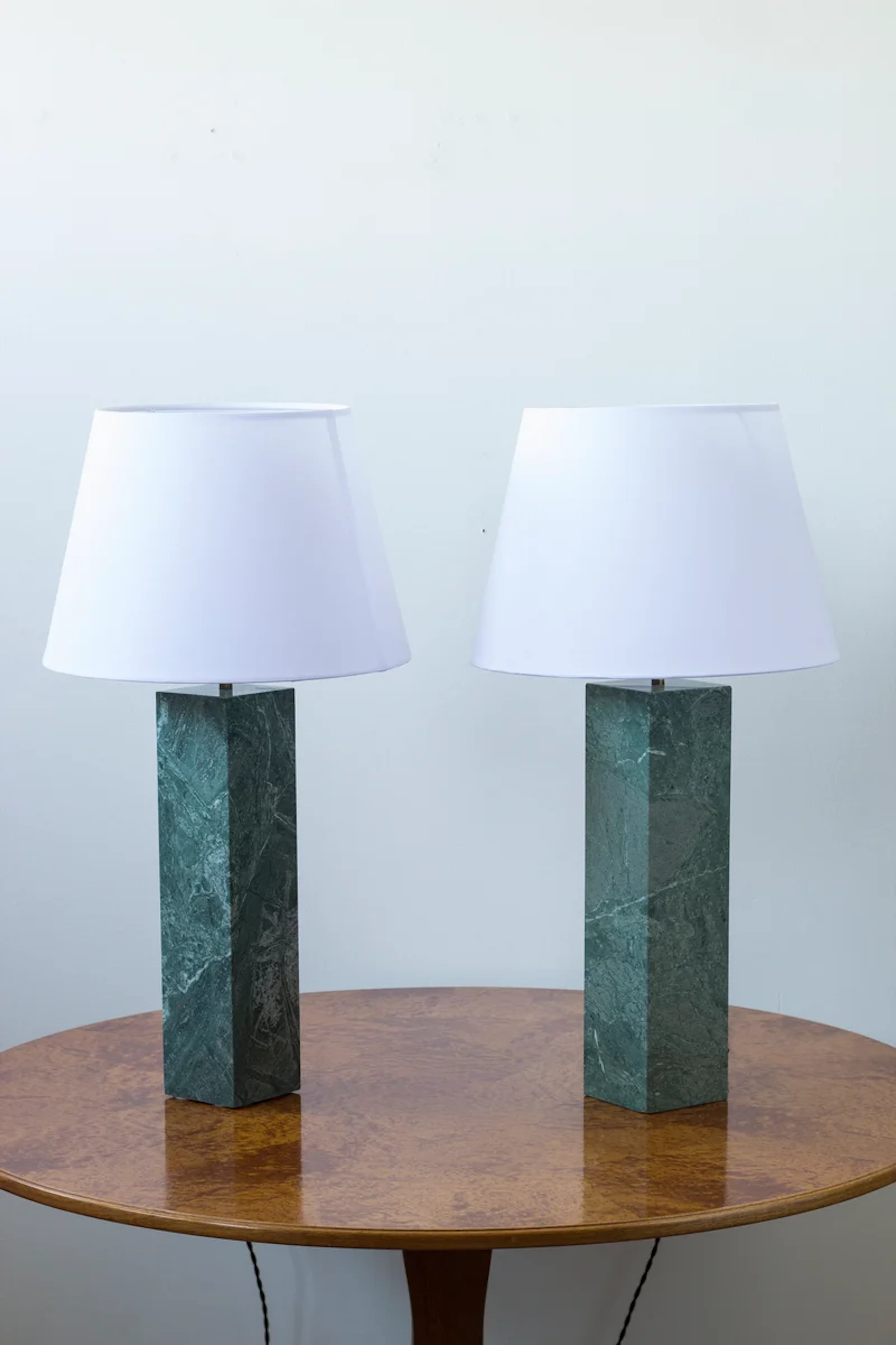 Swedish Green marble table lamps