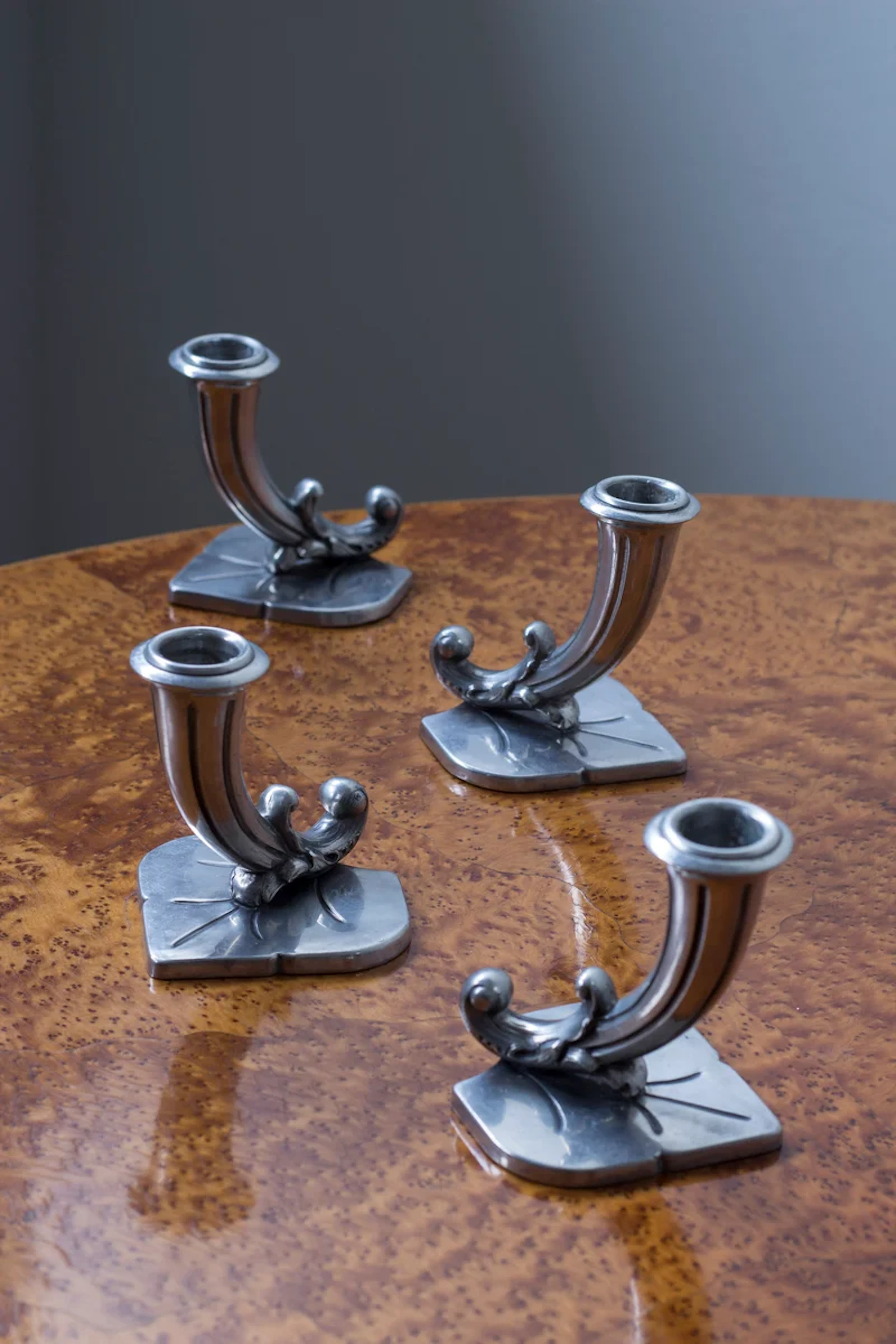 Pewter candleholders by GAB