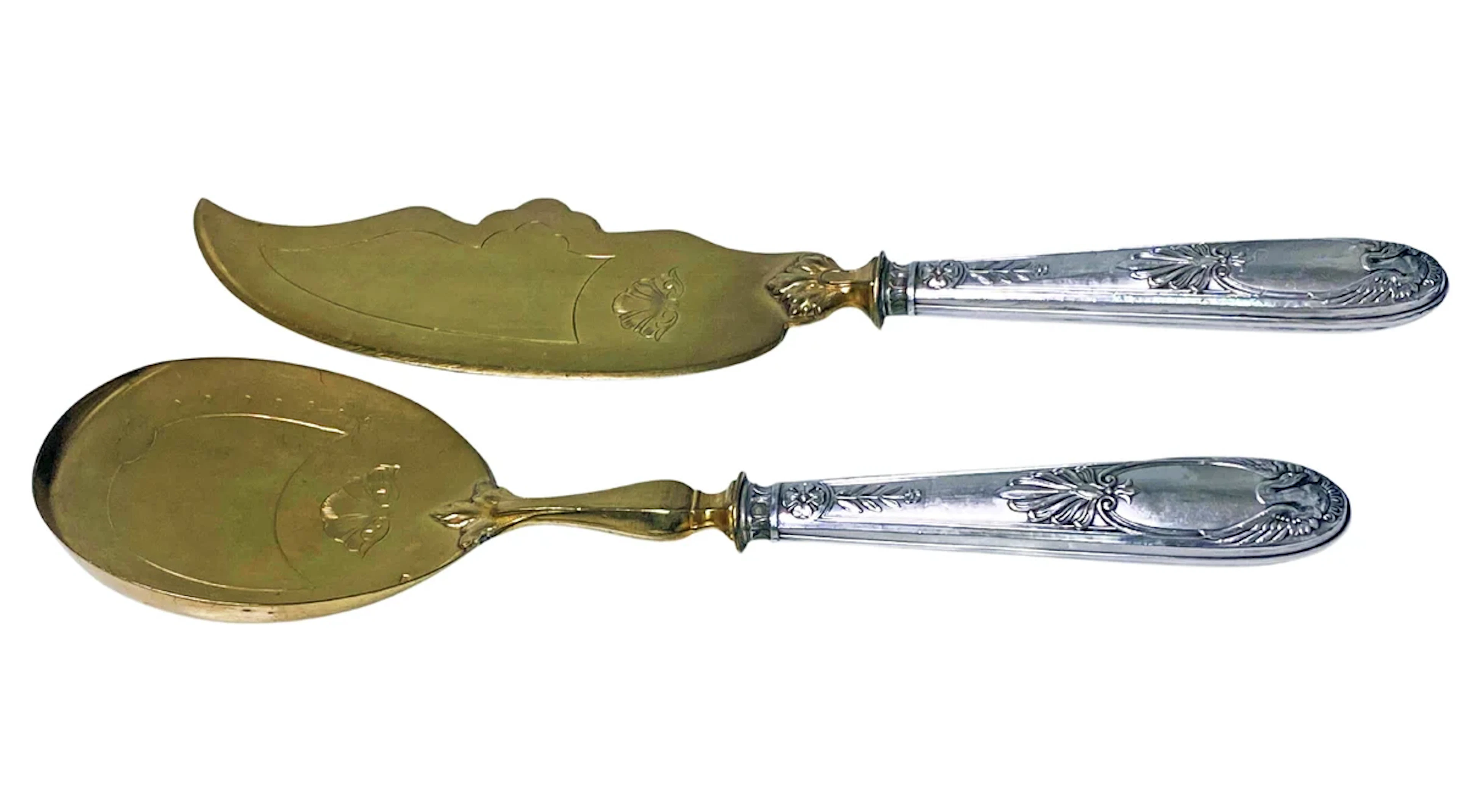Pair French 1st standard Silver Fruit and Cake Servers C.1920.