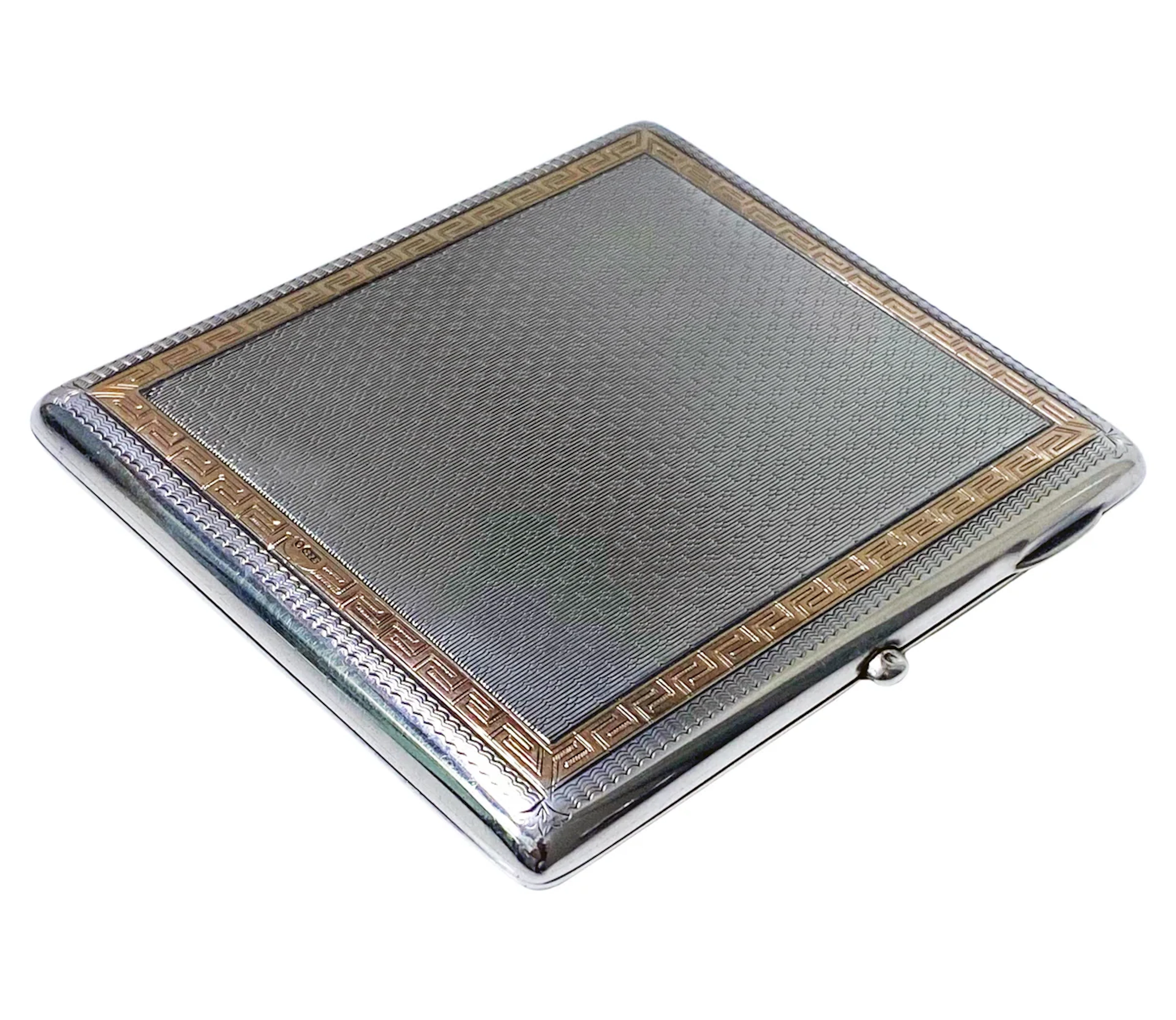 Art Deco Sterling and Gold cigarette case box Chester 1920