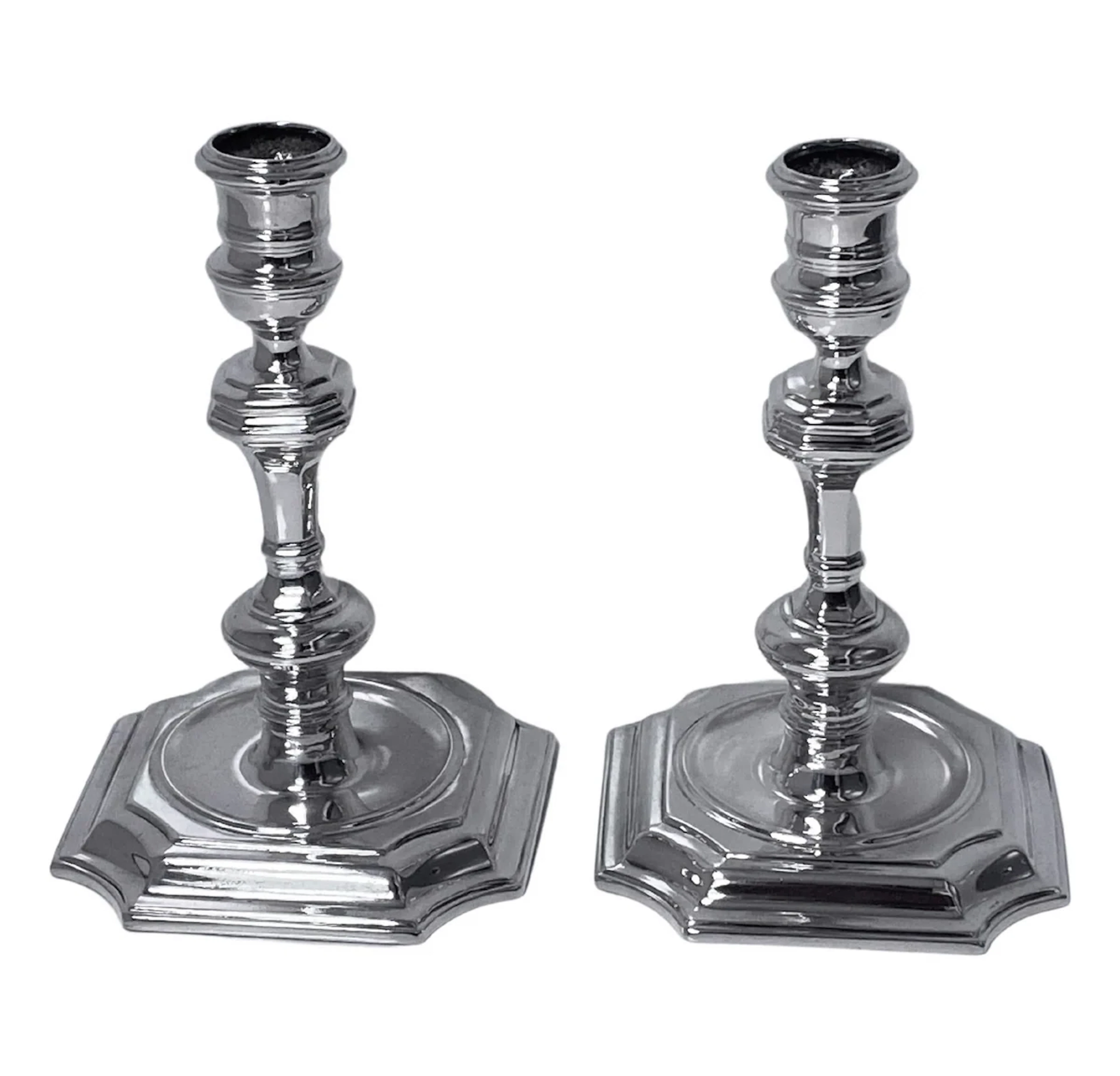 Antique Silver Georgian Style Candlesticks London 1913 William Comyns