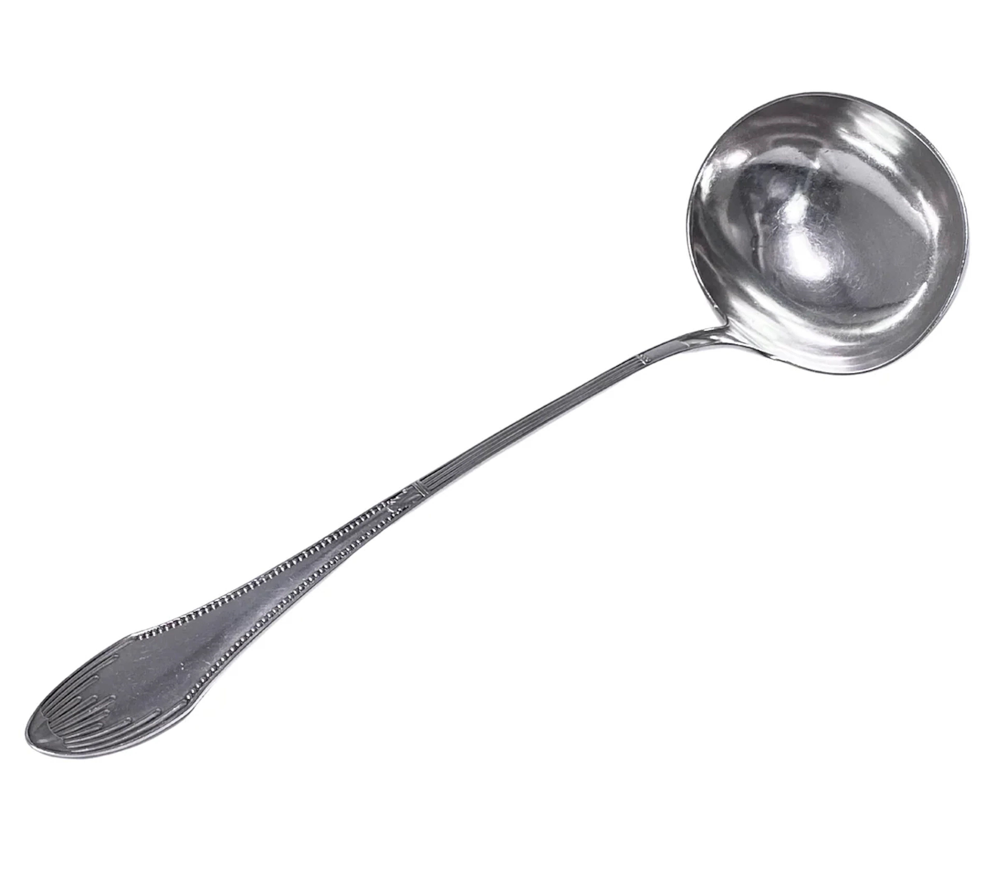 Large Art Deco Dutch Silver Soup Punch Ladle C.1920
