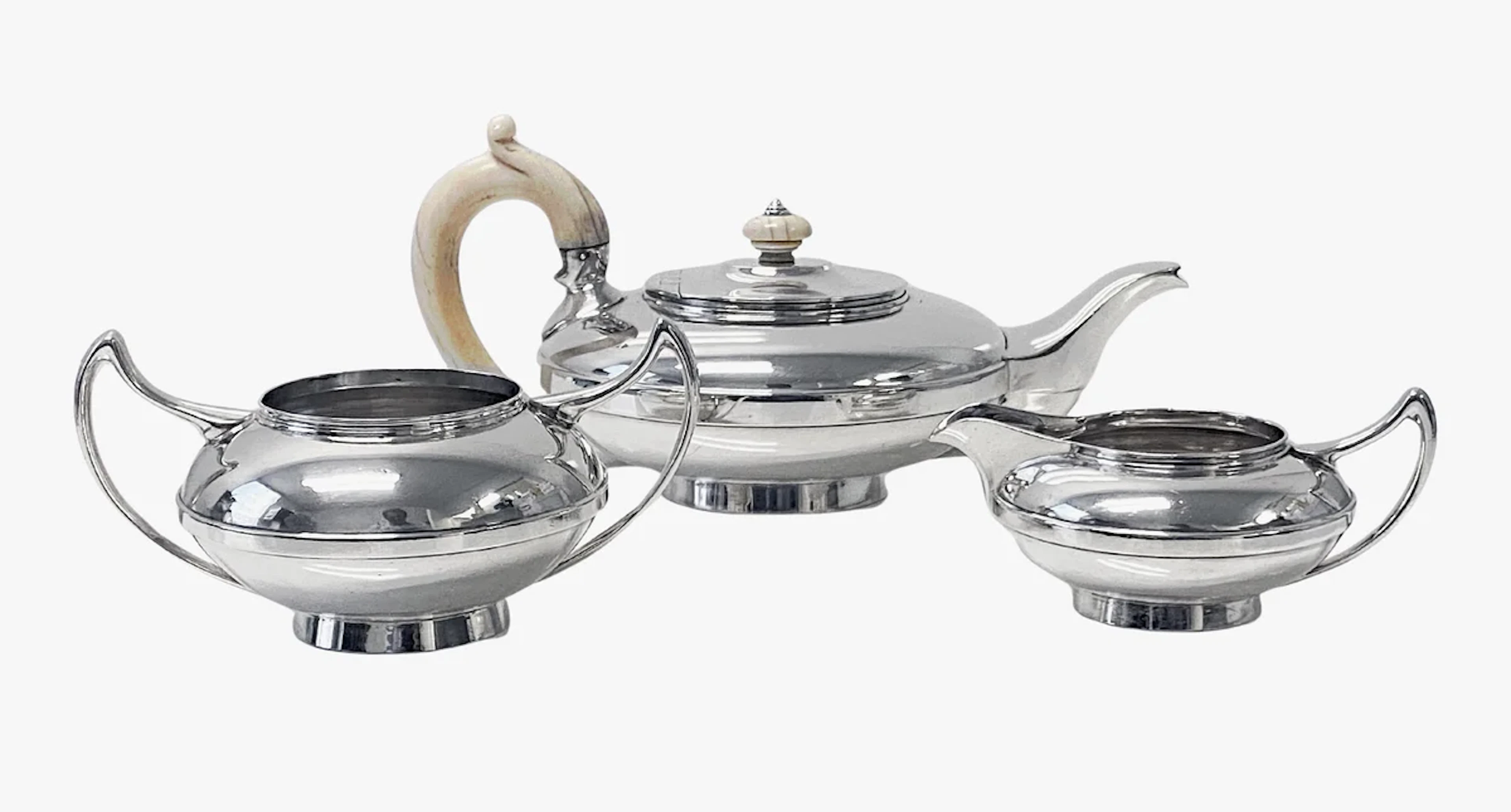 Art Deco English Sterling Silver Tea set London 1926-38