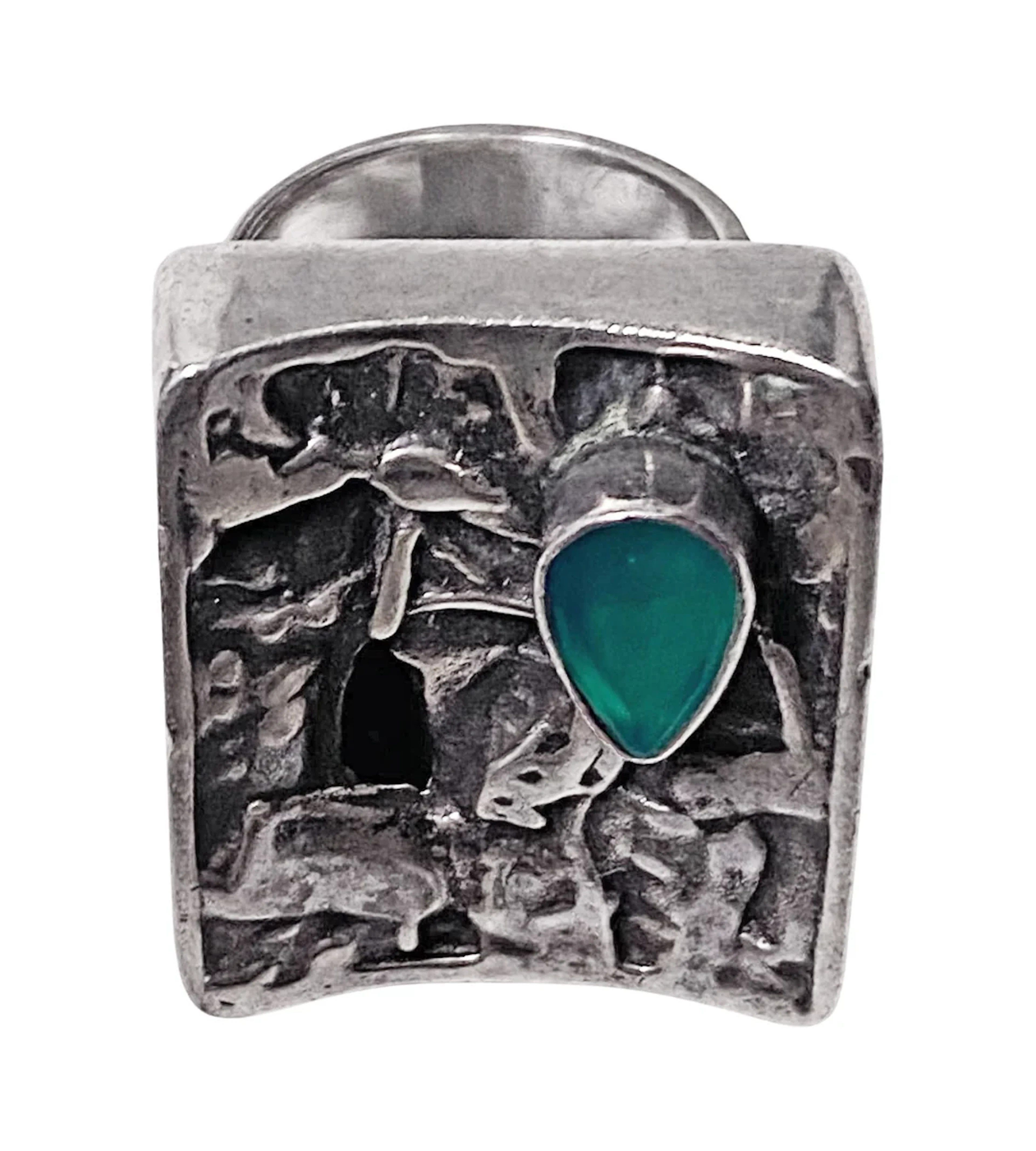 Rachel Gera abstract brutalist Modernist Sterling Ring, Israel, C.1975