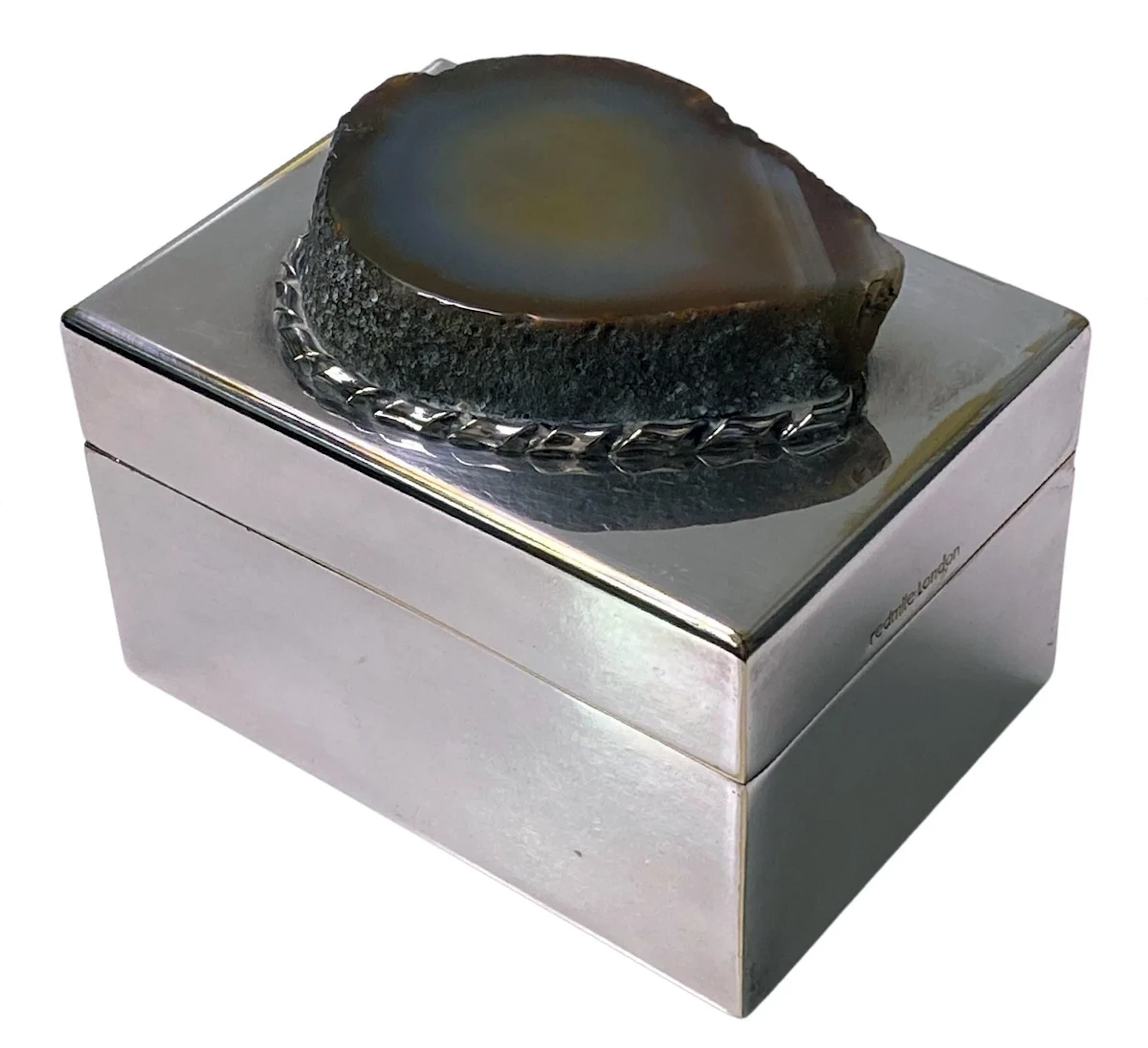 1970’s Anthony Redmile London silver plate and Agate Box