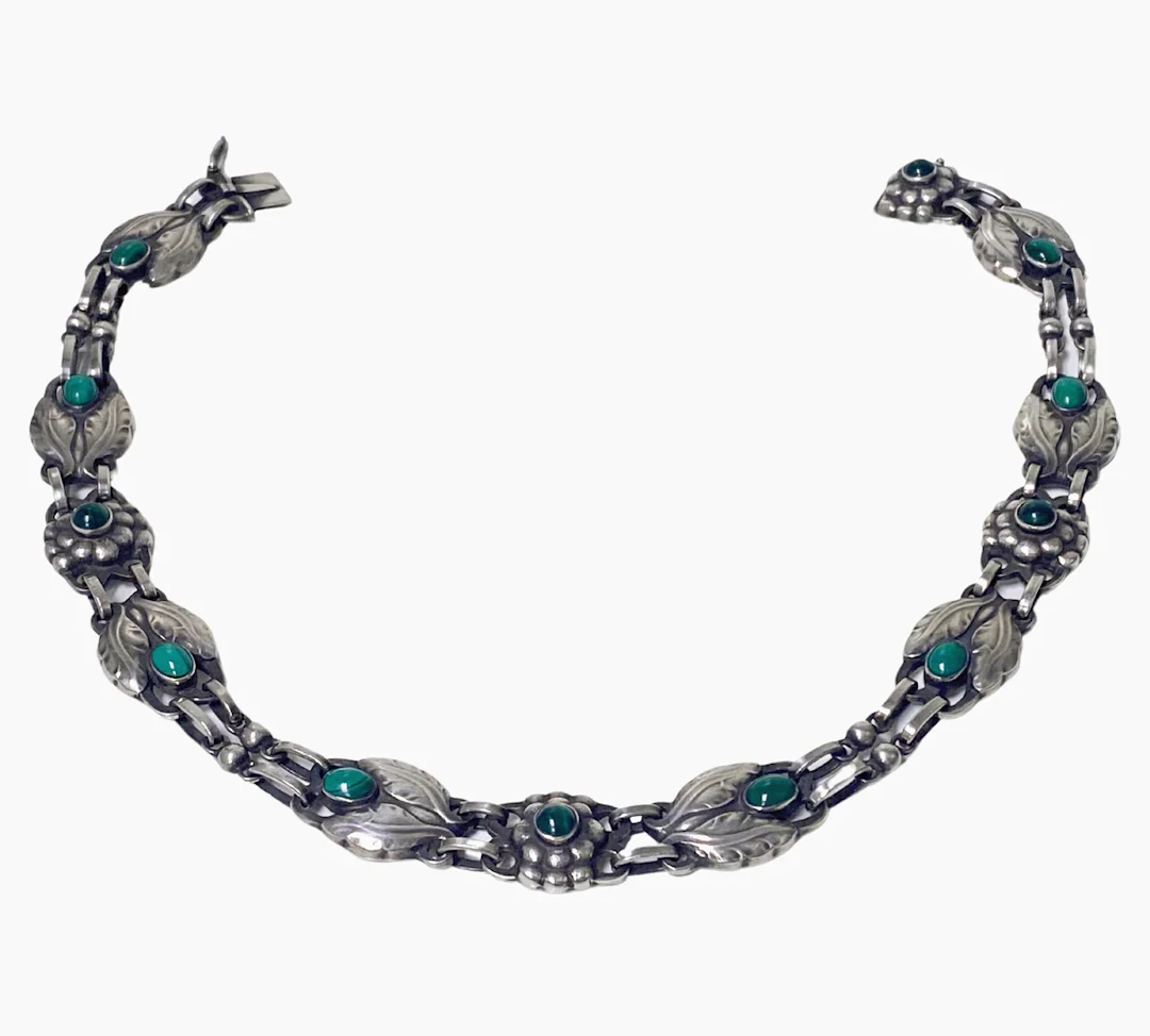Georg Jensen Malachite and Sterling Silver Necklace No 1 C.1933