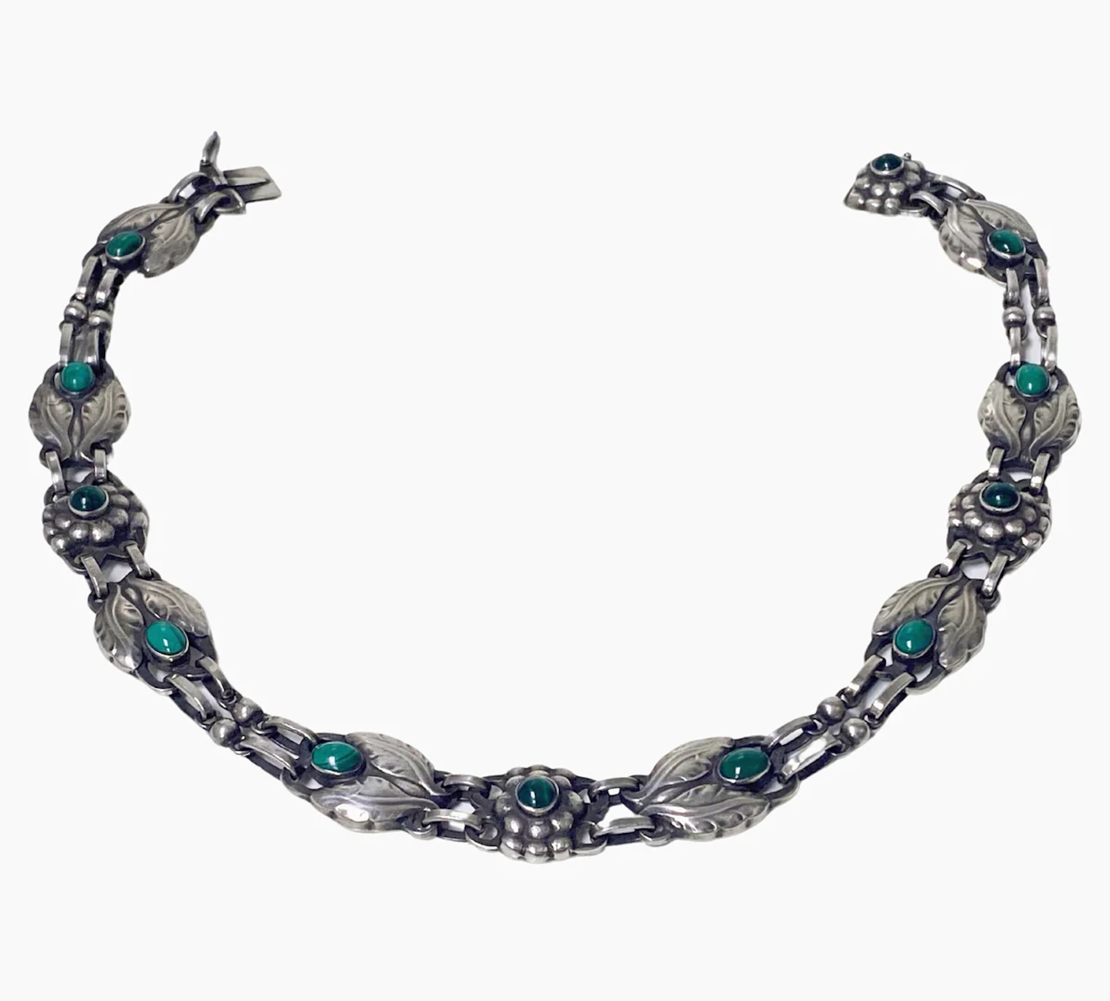 Georg Jensen Malachite and Sterling Silver Necklace No 1 C.1933