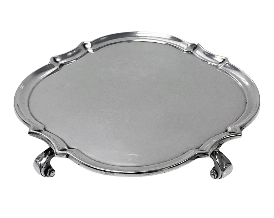 Antique English Britannia Standard Silver Salver Tray Crichton Georgian style