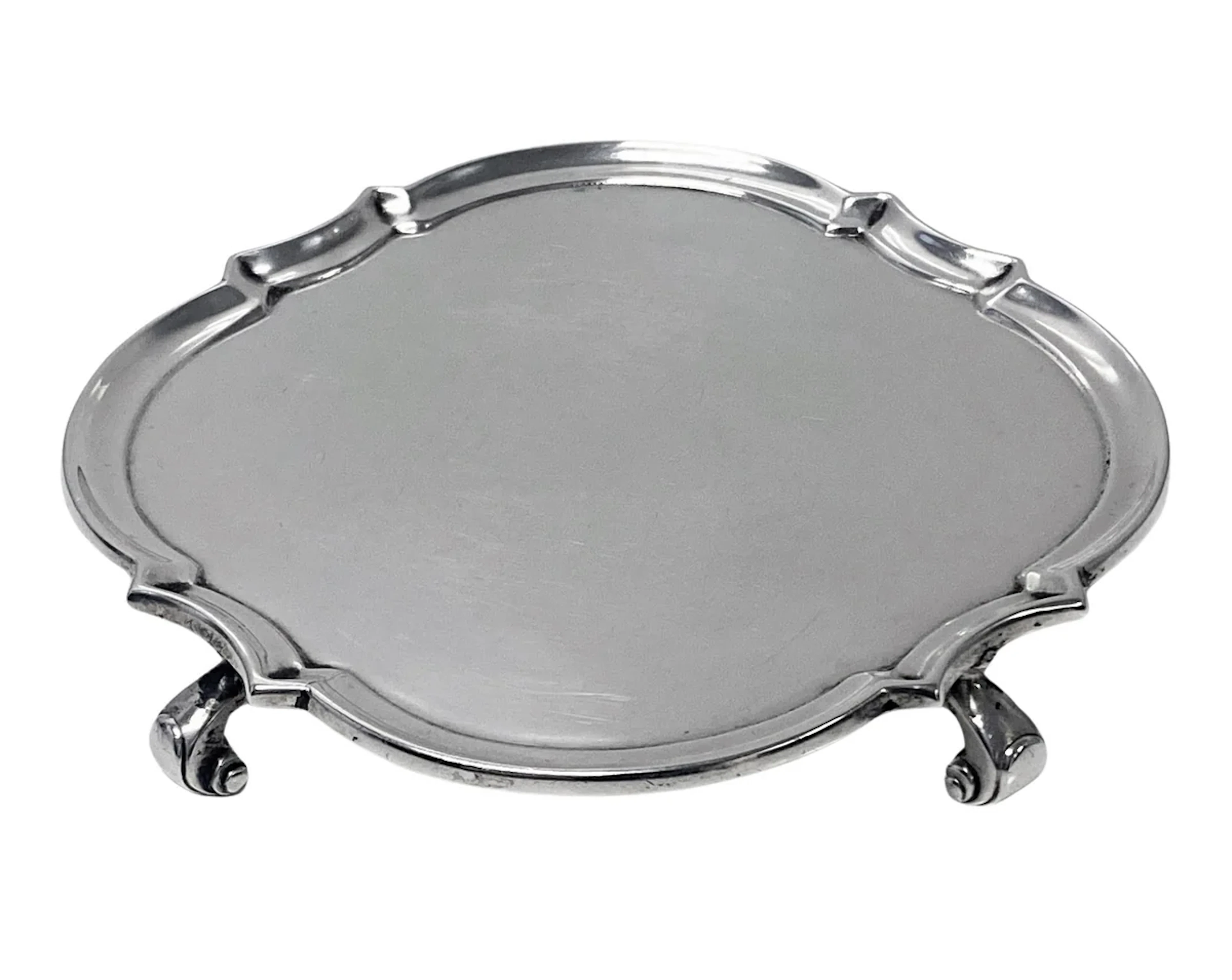 Antique English Britannia Standard Silver Salver Tray Crichton Georgian style