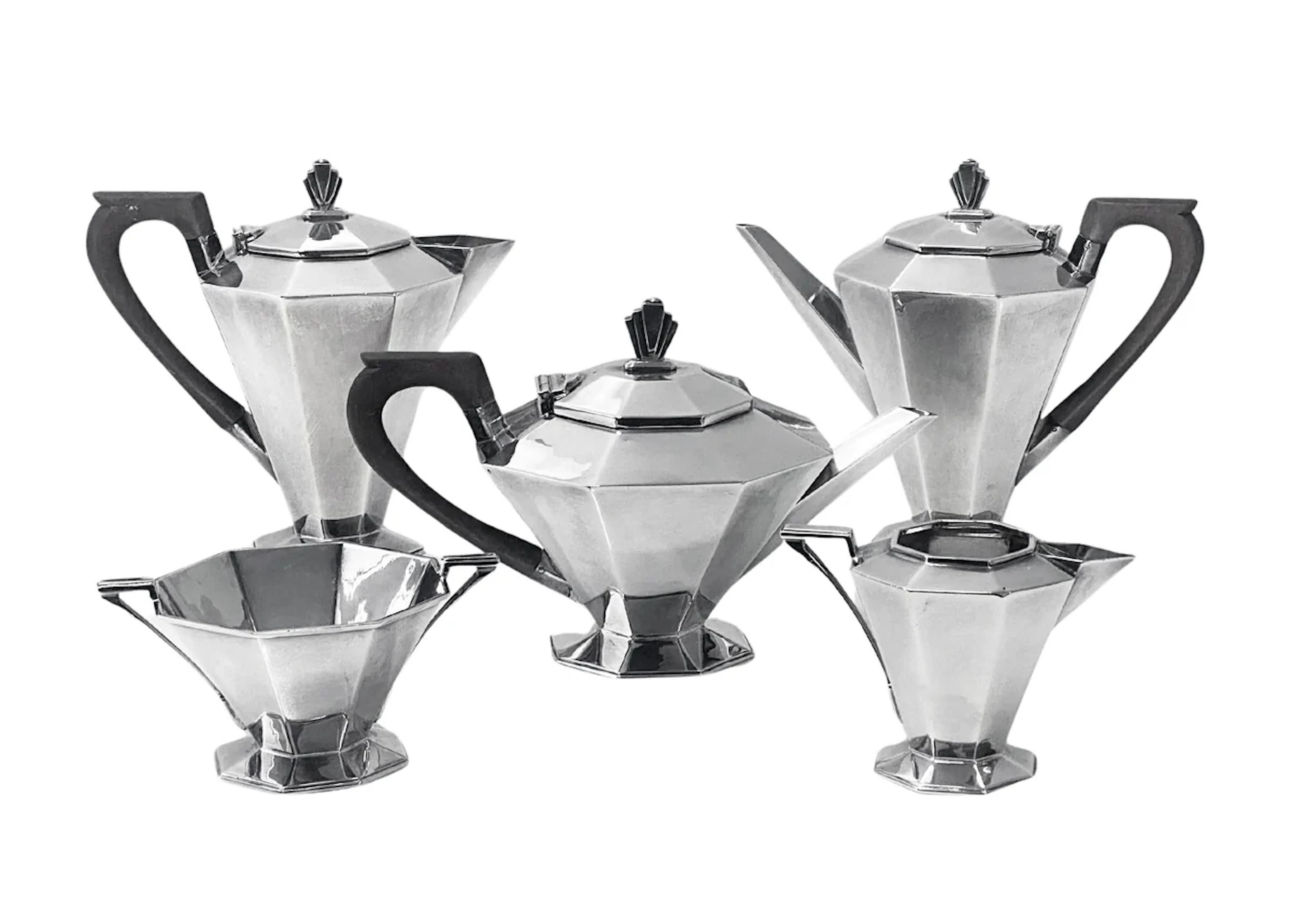 Art Deco Sterling Silver Tea Coffee Set English 1931