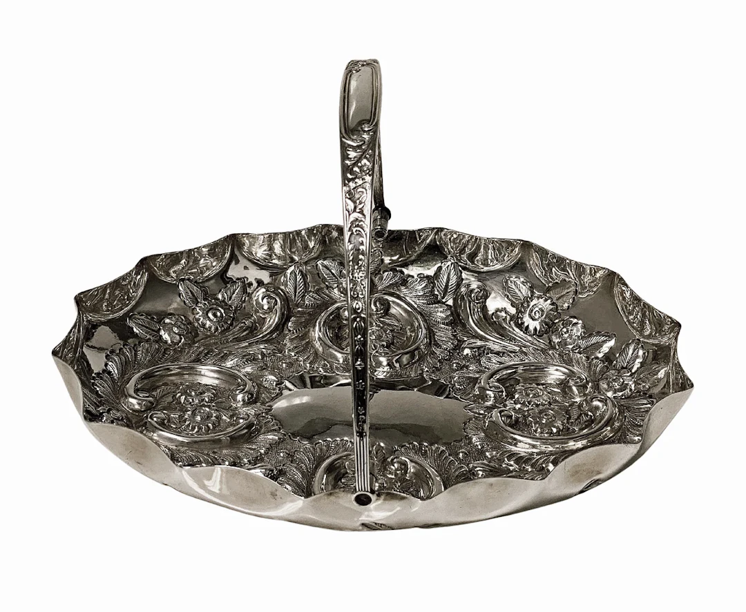 Antique English Sterling Silver Fruit dish basket Birmingham 1902