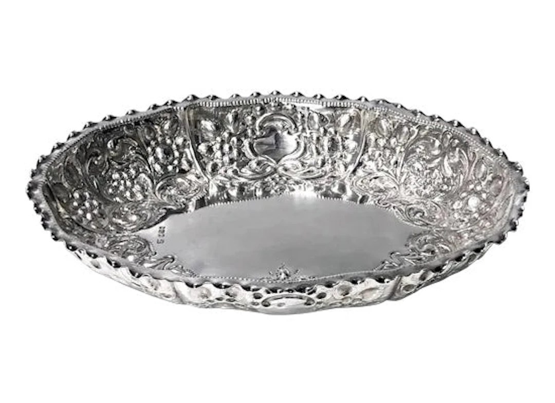 Antique English Sterling Silver Fruit Dish 1895 William Padley
