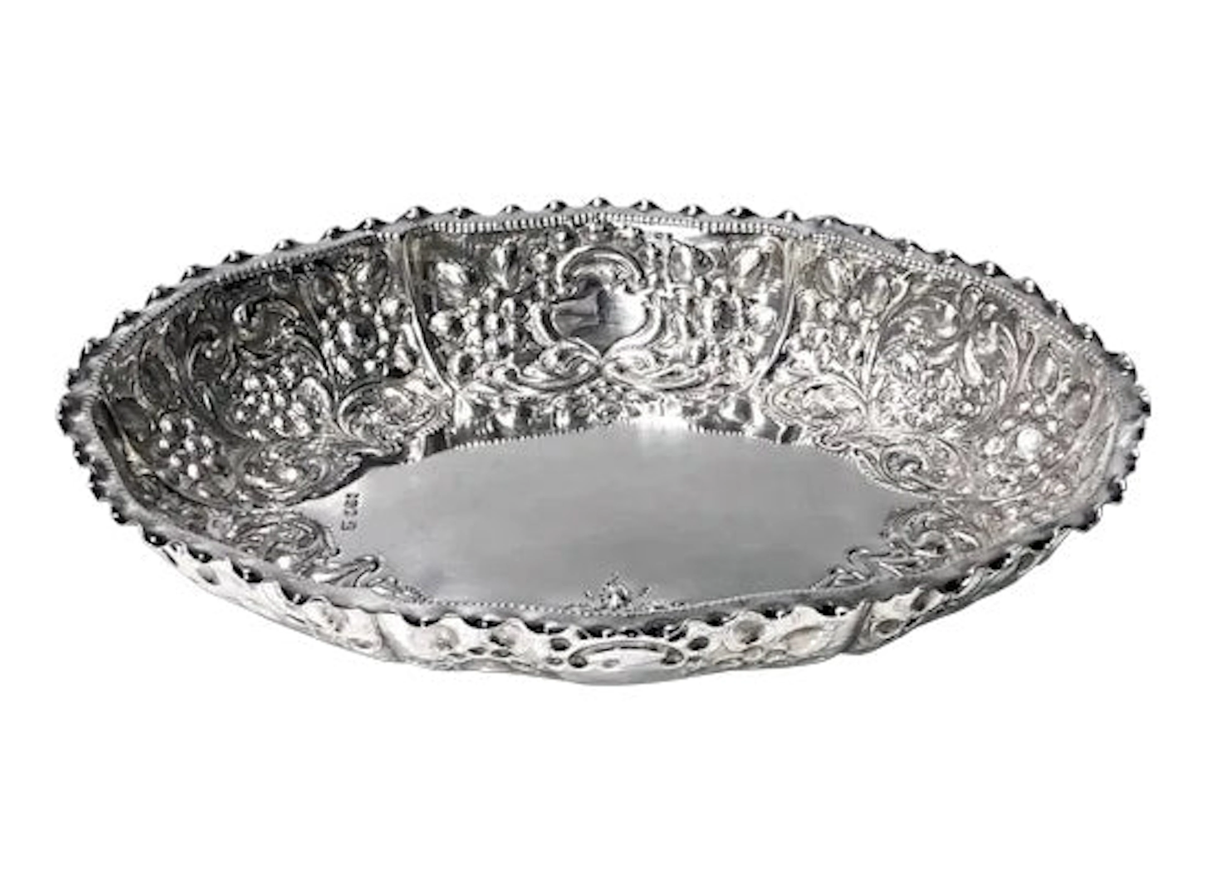 Antique English Sterling Silver Fruit Dish 1895 William Padley