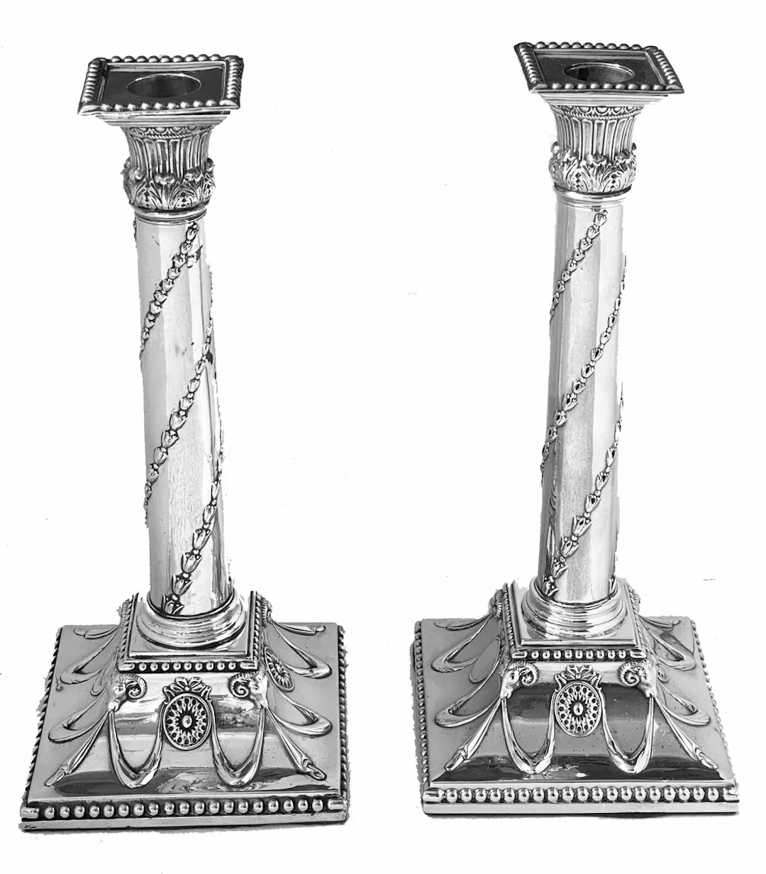 Pair of George 111 Silver Candlesticks 1775 John Hoyland & Co