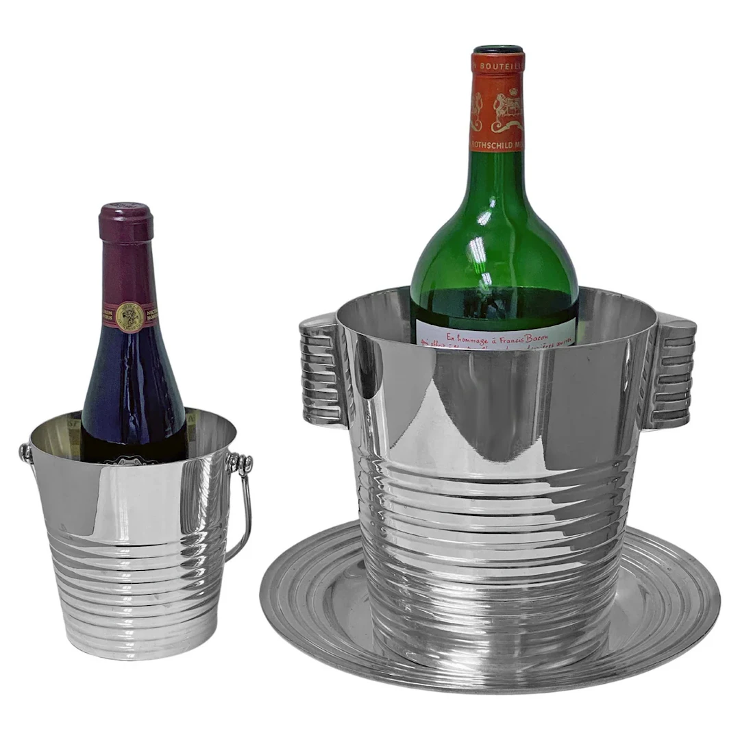 Rare Set Christofle Art Deco Luc Lanel Coolers and underplate, C.1935