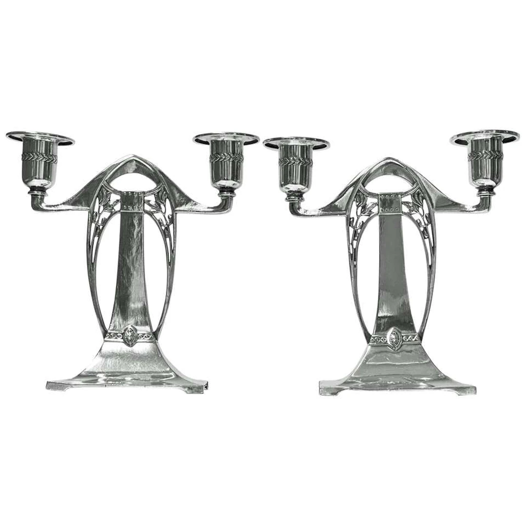 WMF Art Nouveau Jugendstil Secessionist Candlesticks Candelabra, Germany