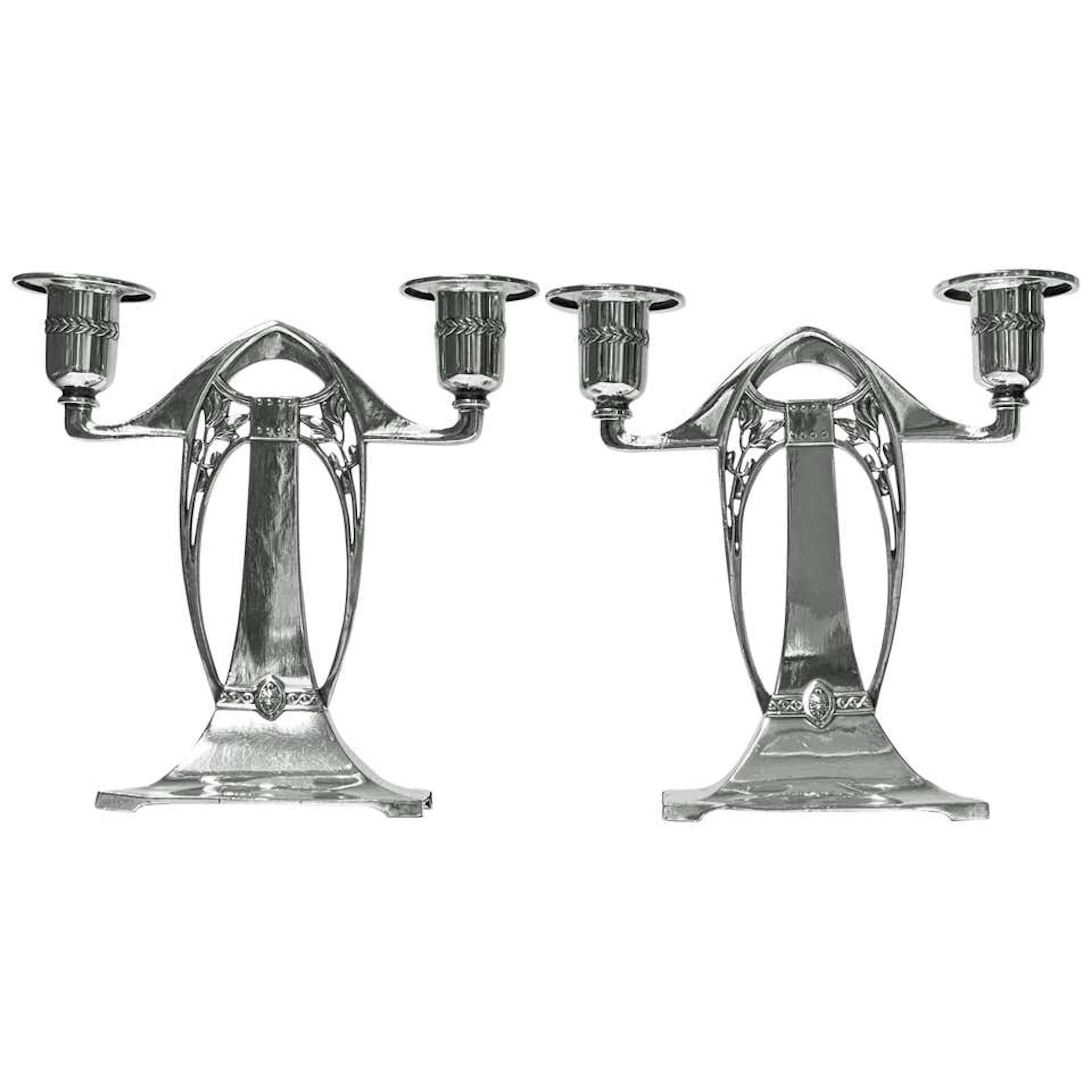 WMF Art Nouveau Jugendstil Secessionist Candlesticks Candelabra, Germany