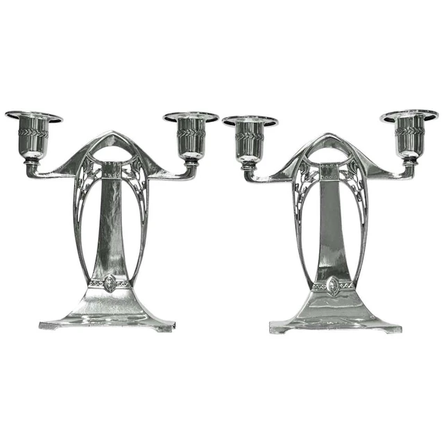WMF Art Nouveau Jugendstil Secessionist Candlesticks Candelabra, Germany