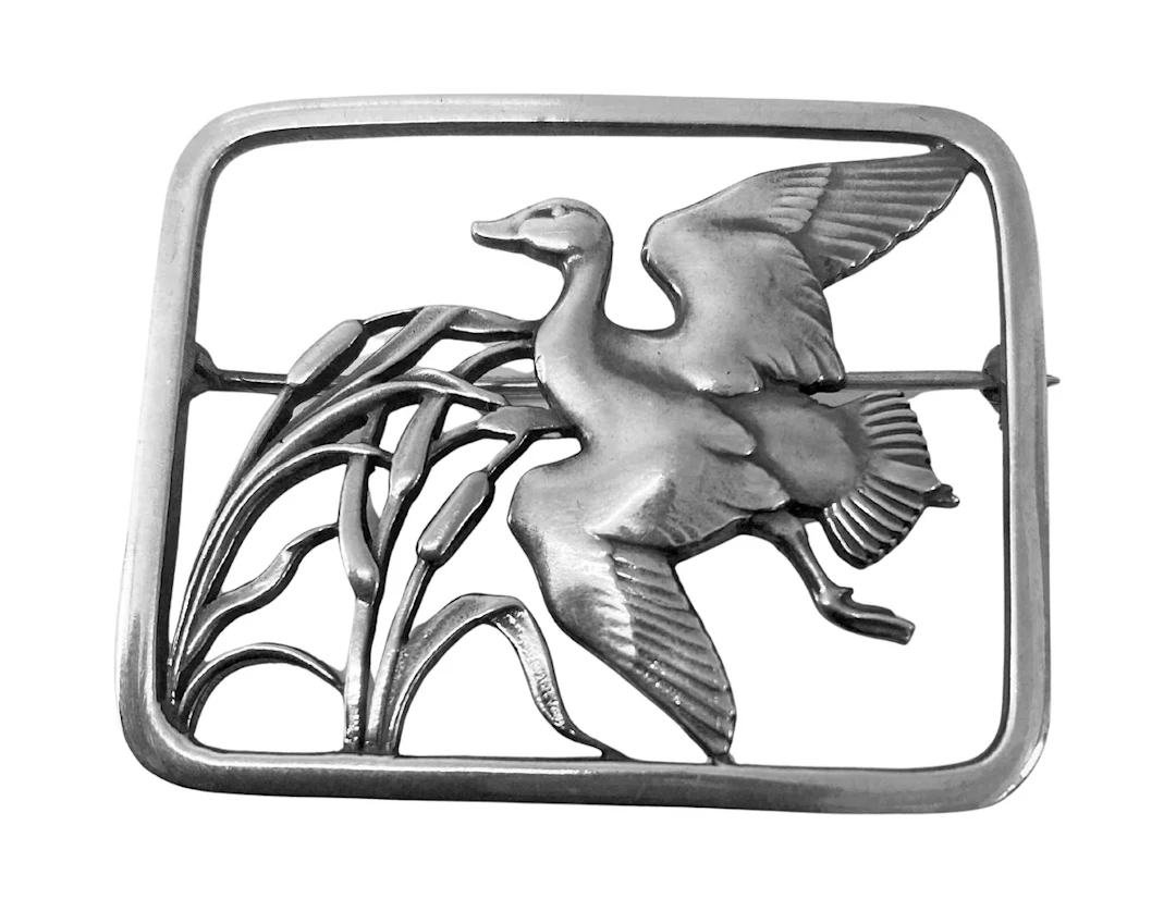 Georg Jensen sterling silver Bird brooch designed by Hugo Liisberg