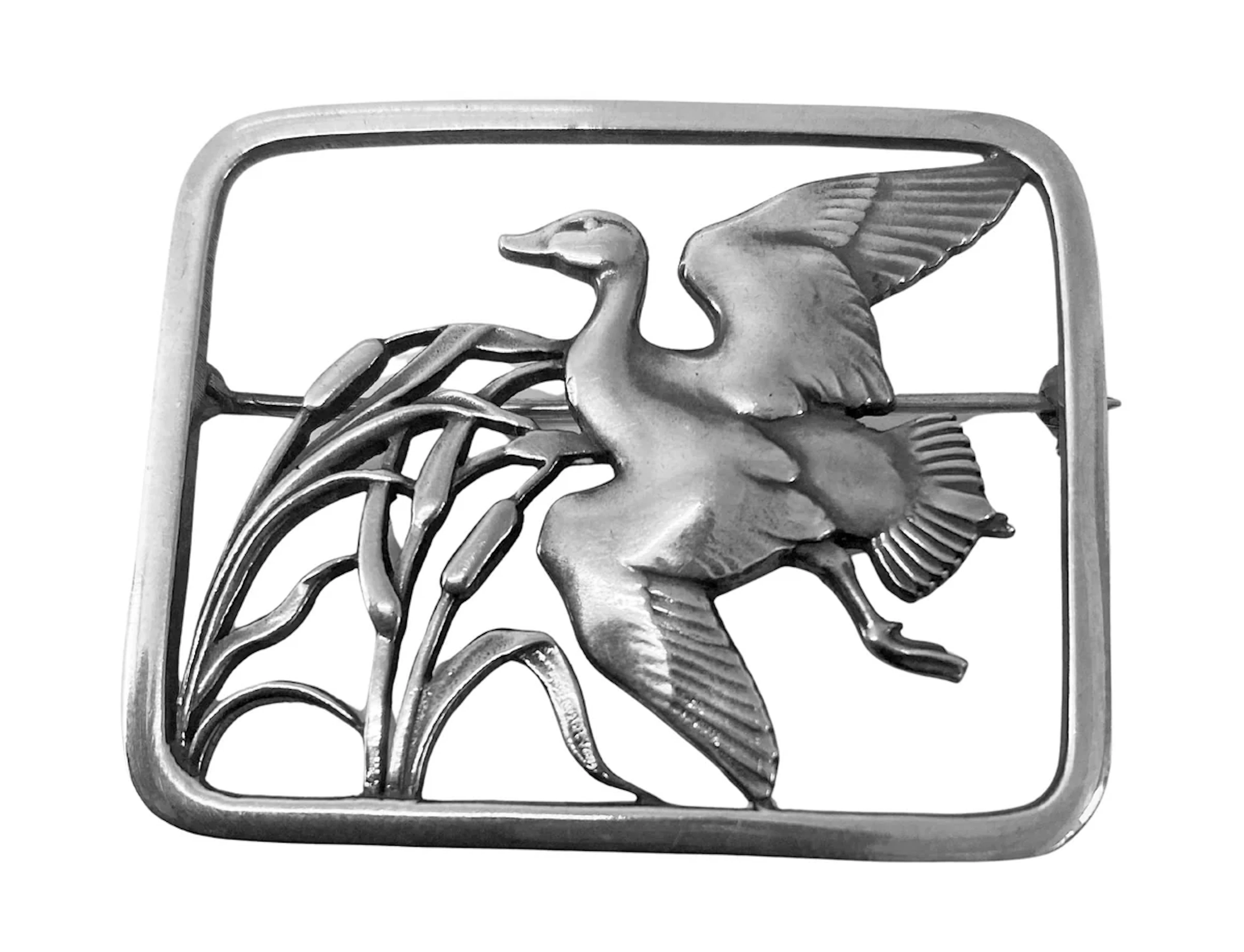 Georg Jensen sterling silver Bird brooch designed by Hugo Liisberg