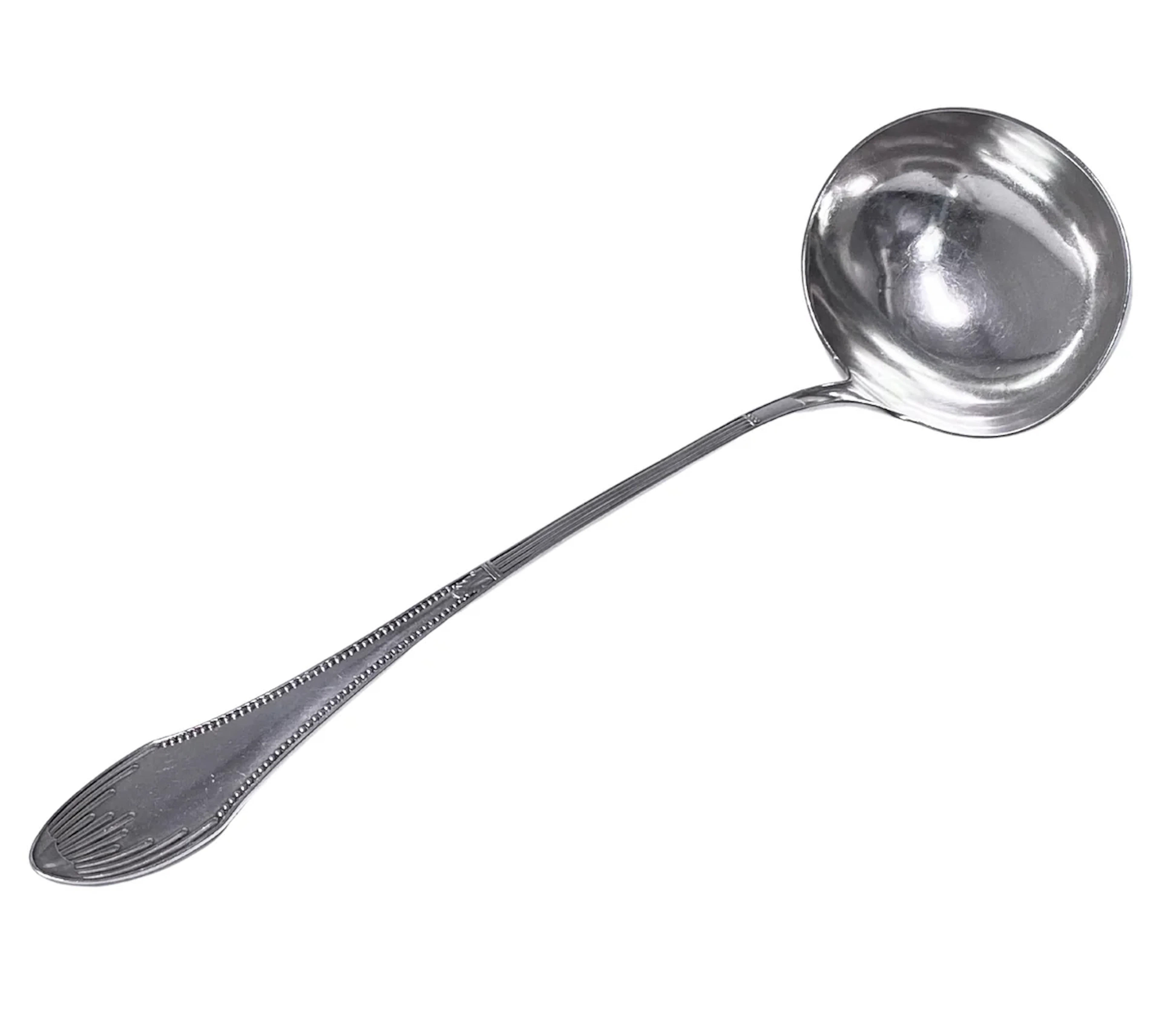 Large Art Deco Dutch Silver Soup Punch Ladle C.1920